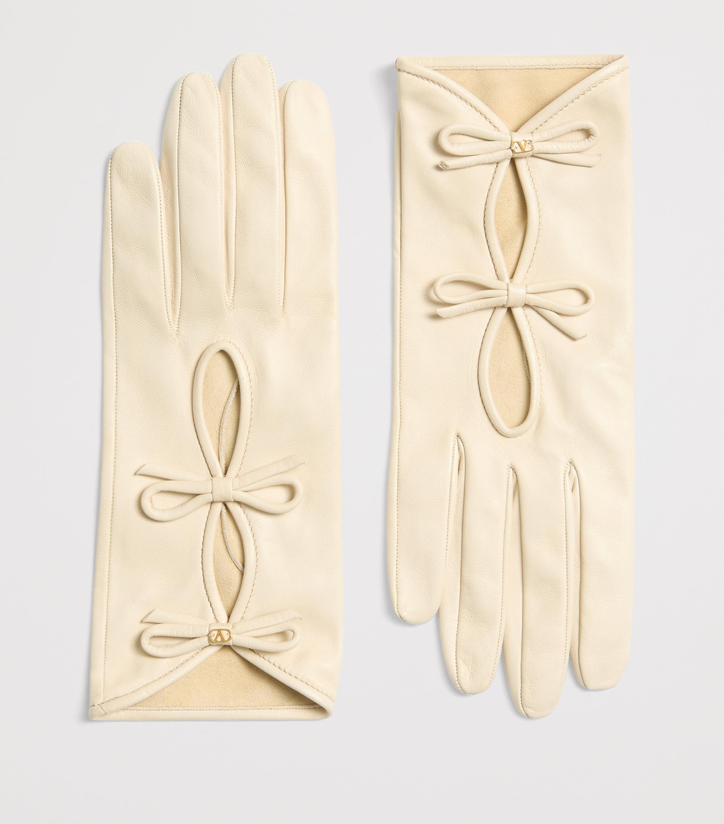 Valentino Garavani Leather VLogo Signature Gloves Cbr Image 2