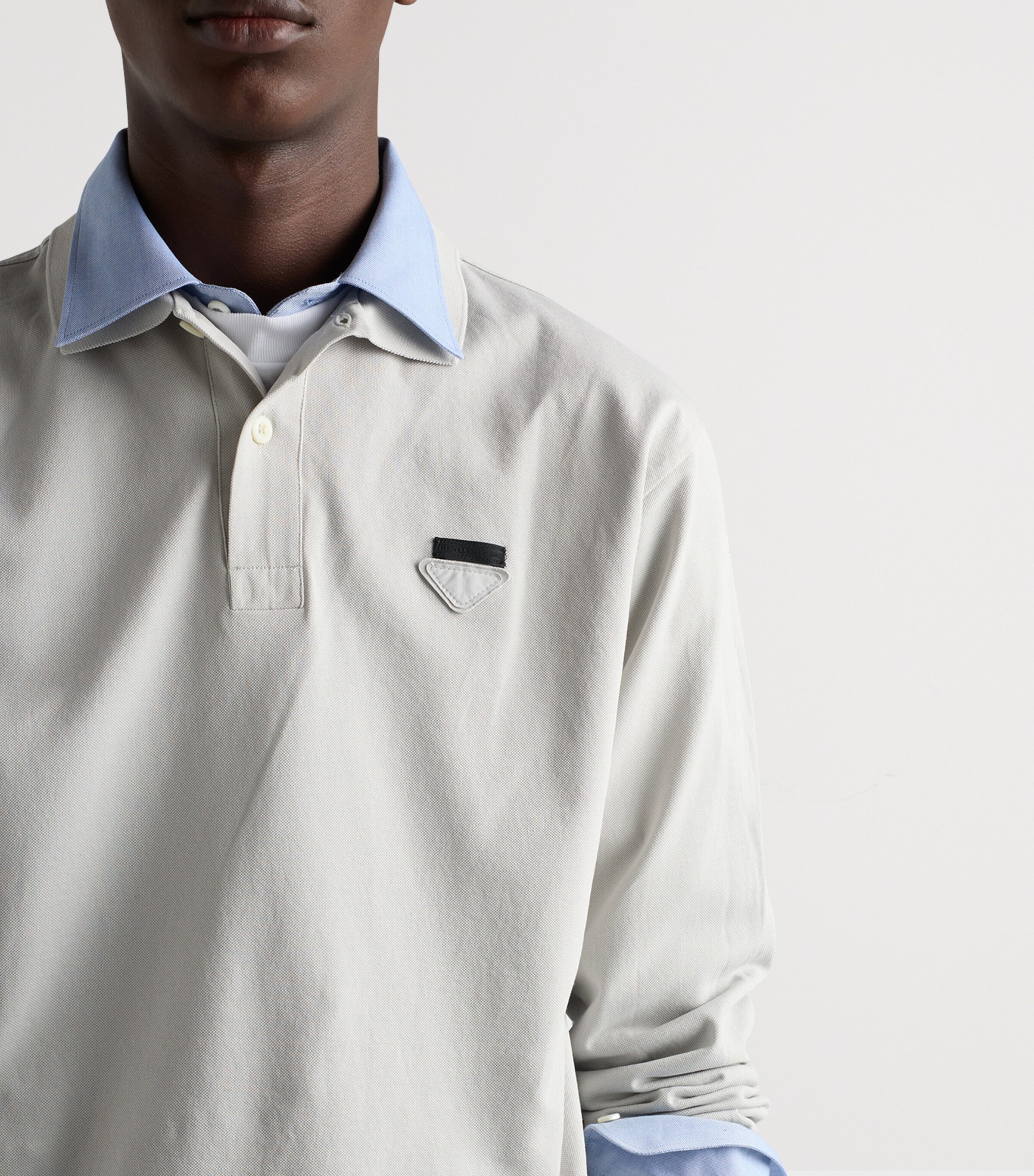 Prada Mens Cotton Crest Shirt Light Blue Image 4