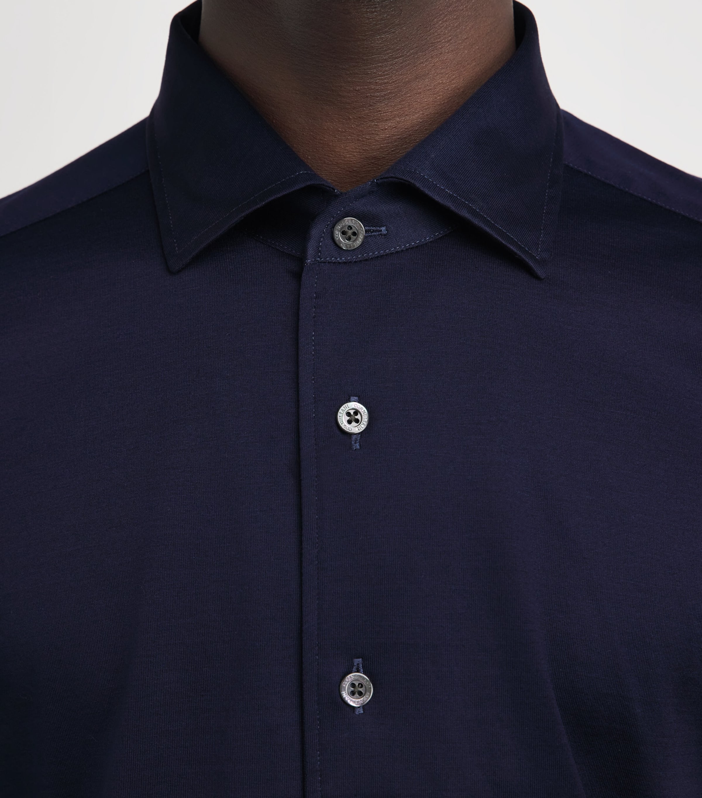 Corneliani Mens Cotton Twill Long-Sleeve Shirt Navy Blue Image 3