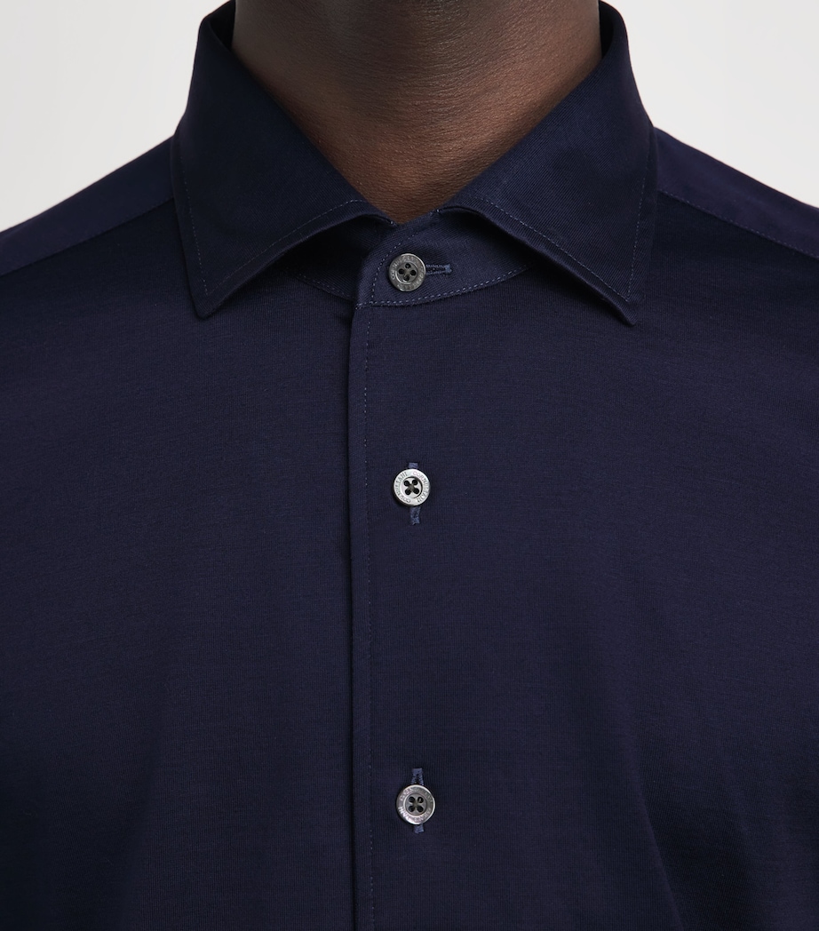 Corneliani Mens Cotton Twill Long-Sleeve Shirt Navy Blue Image 3