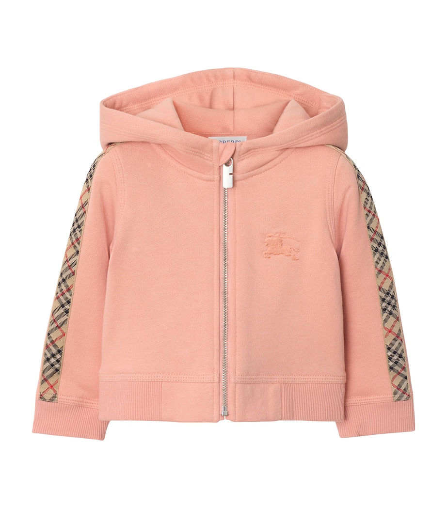 Organic Cotton Check-Trim Hoodie (6-24 Months) SLIPPER PINK Image 1