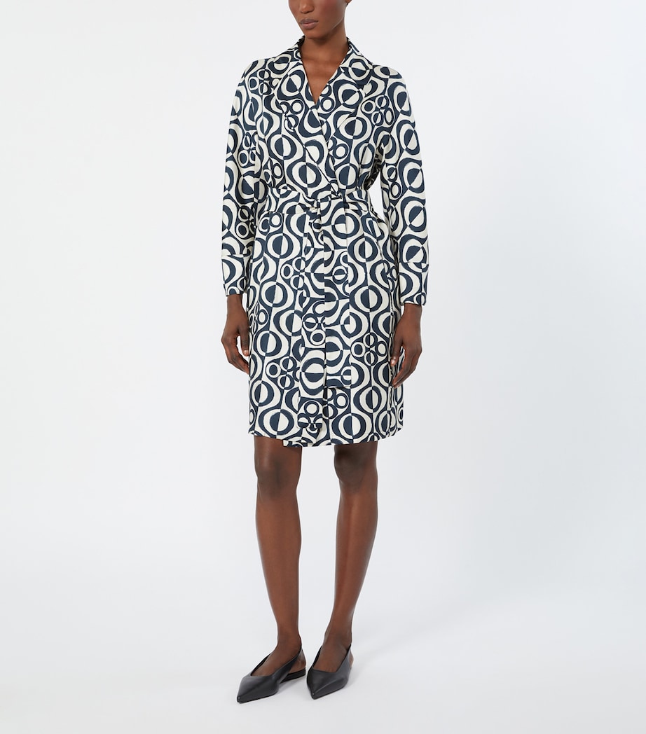 Max Mara Womens Silk Graphic Mini Wrap Dress Ultramarine Image 3