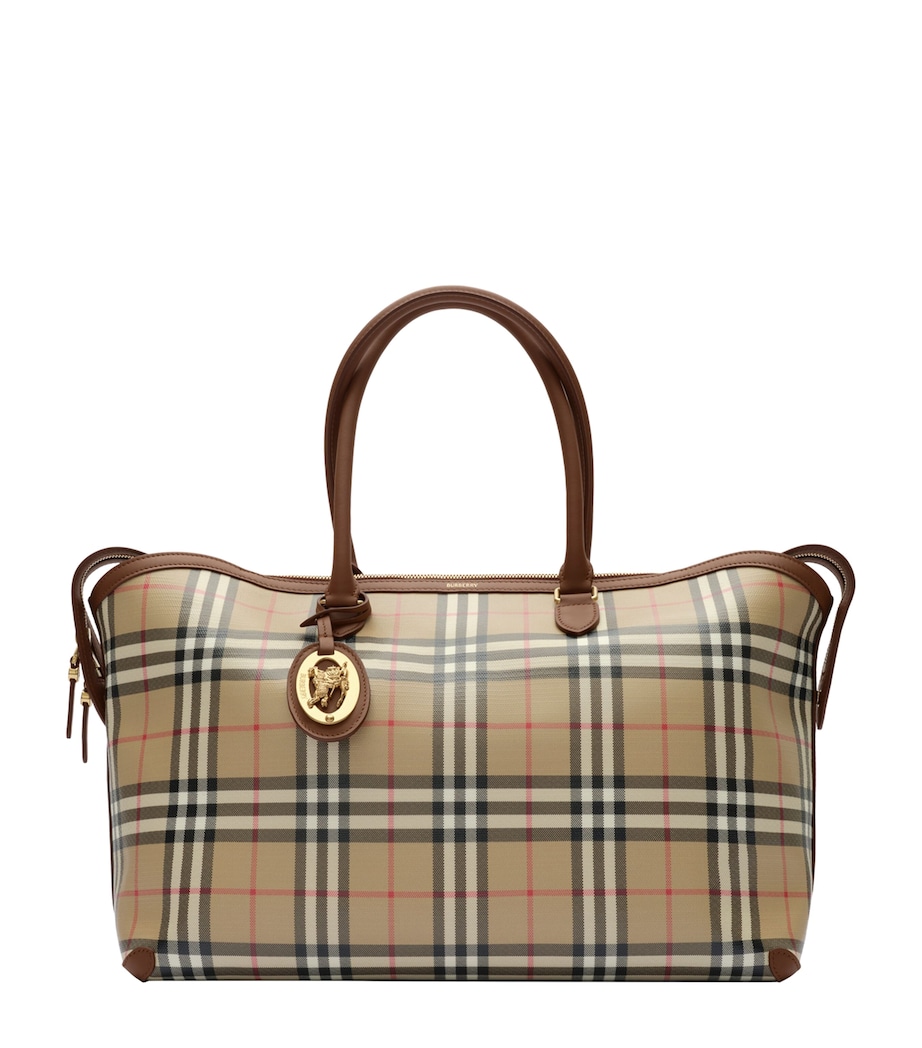 Burberry Womens Medium Check Zipped Tote Bag Archive Beige Image 1