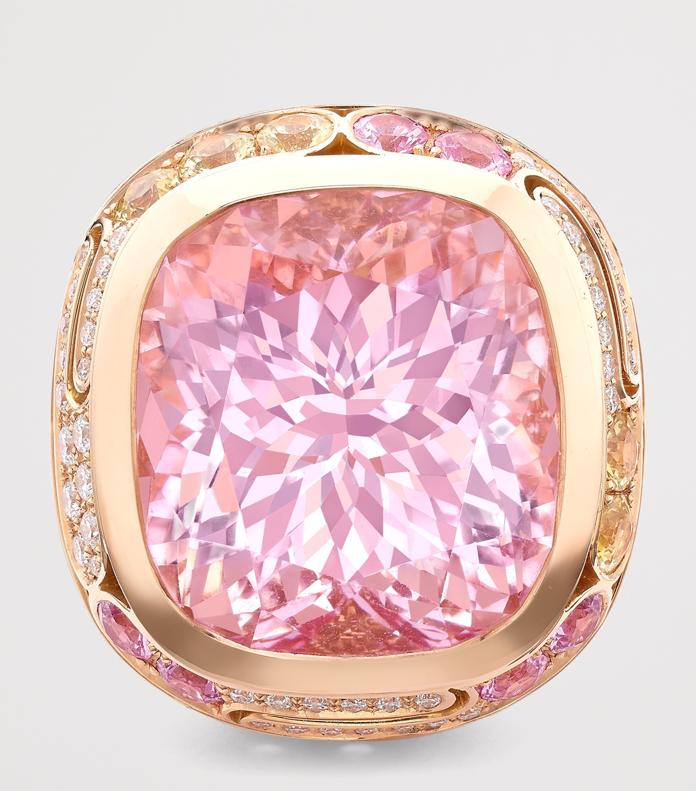 Boodles Platinum, Diamond and Morganite Play of Light Ring Rose Gold Image 2