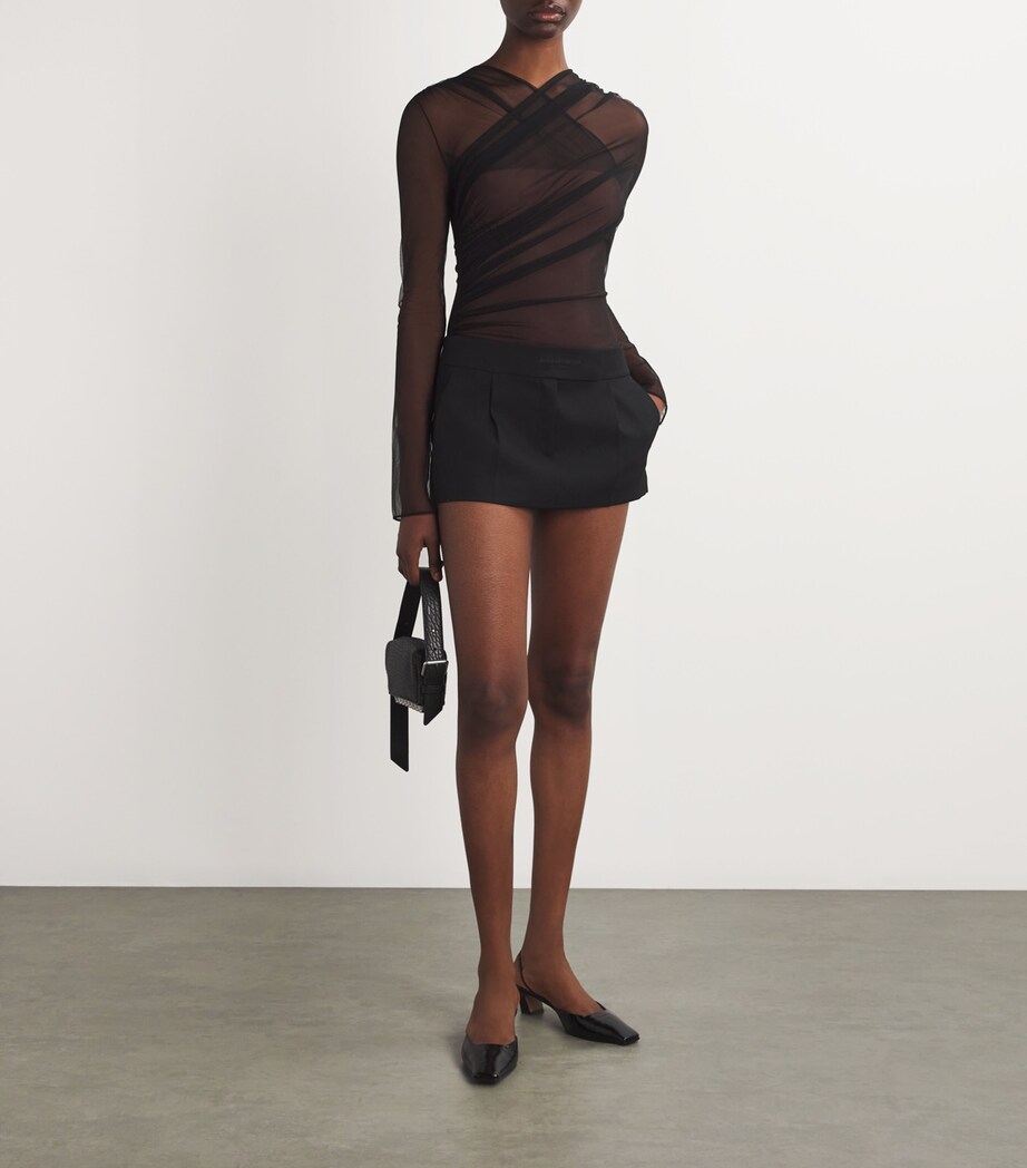 Wool Low-Rise Mini Skort 001BLACK Image 2