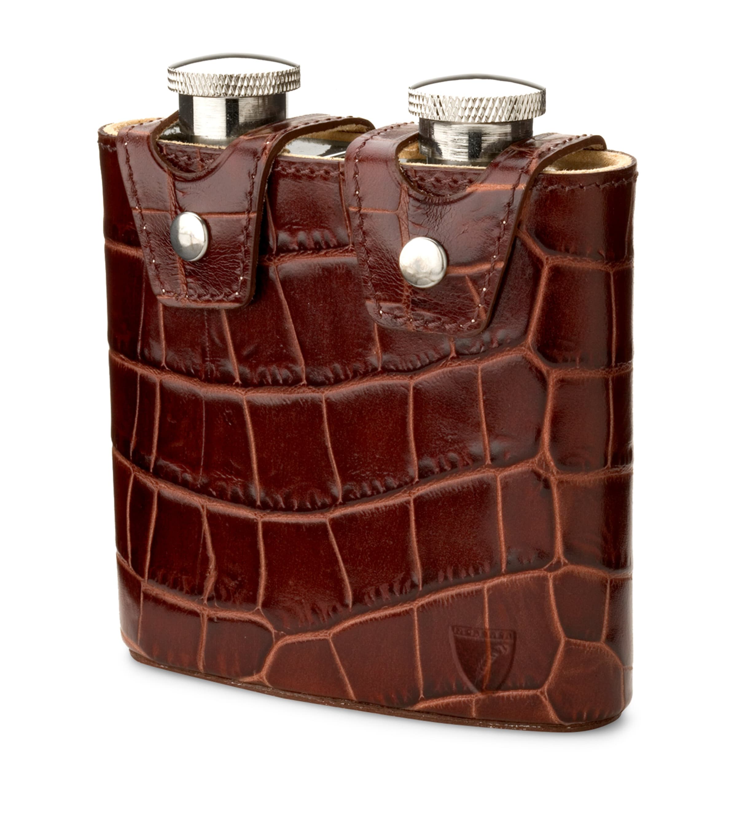 Aspinal Of London Amazon Brown Double Hip Flask In Brown