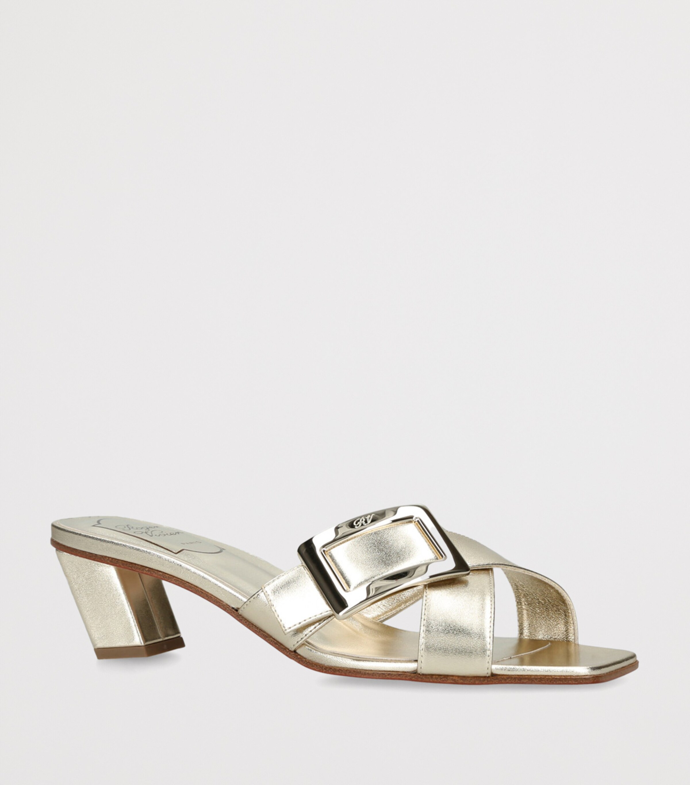 Roger Vivier Leather Belle Vivier Mules 45 Gold Image 3