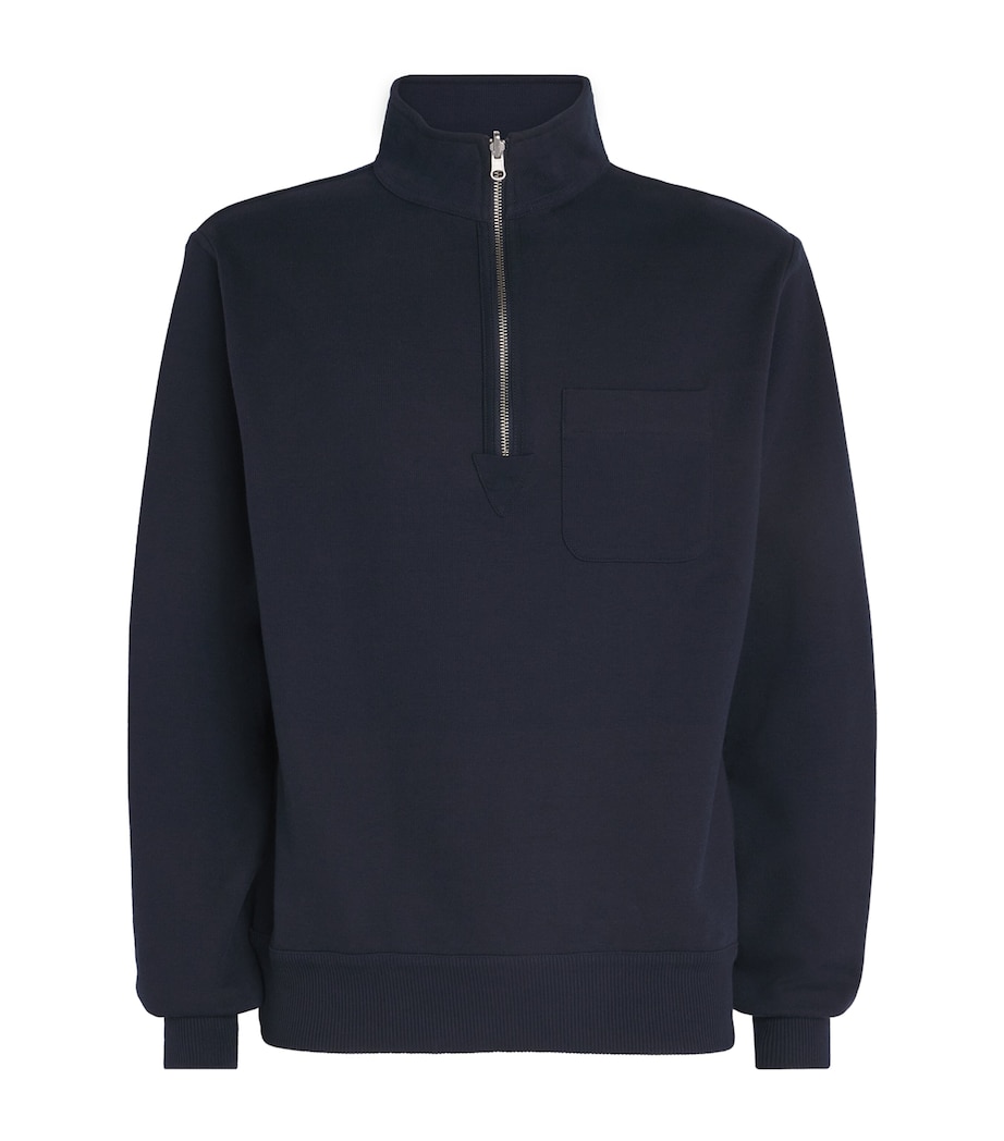 Reversible Stripe Quarter-Zip Sweatshirt NAVY/BROWN Image 1