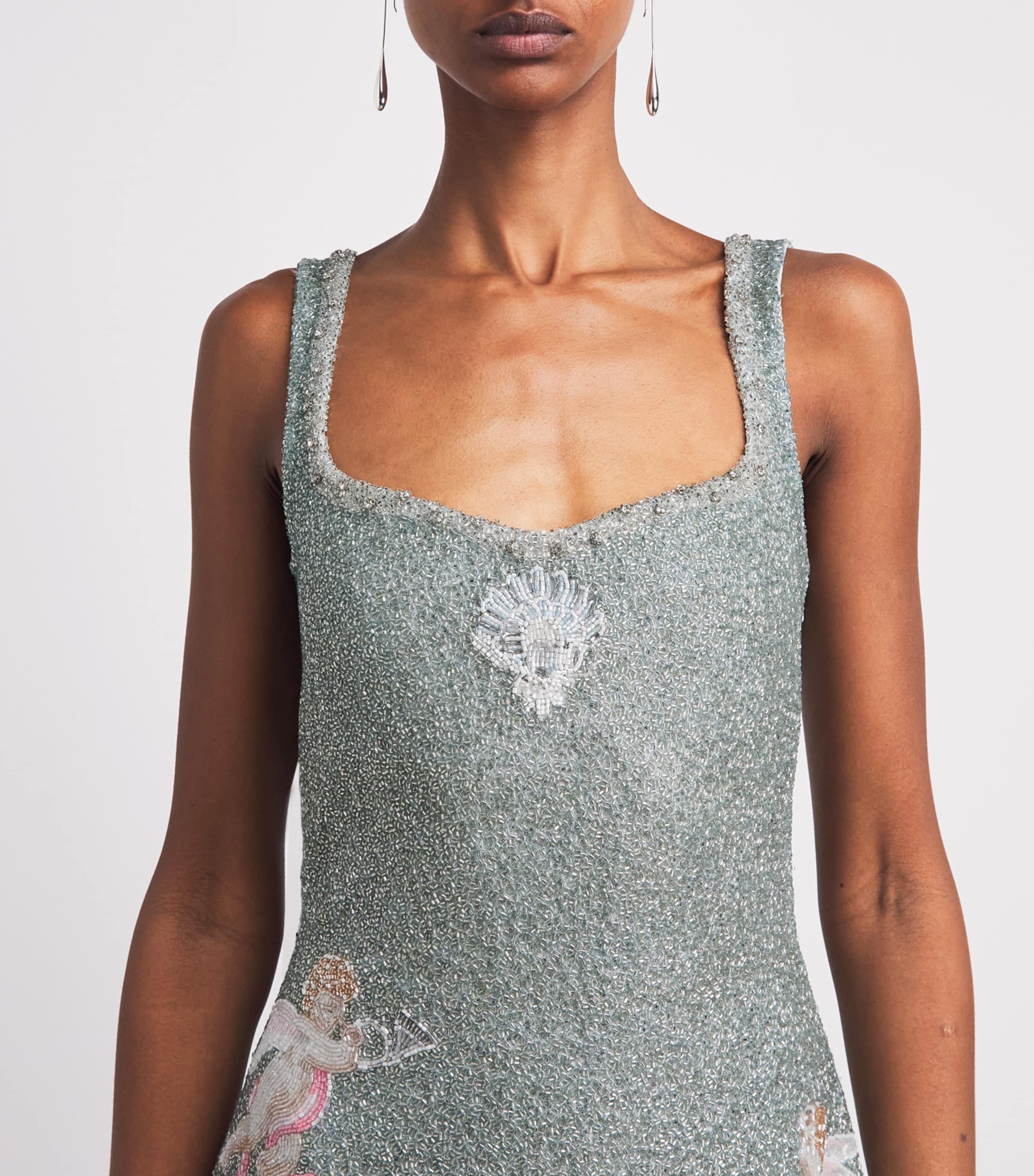 Clio Peppiatt Womens Beaded Palazzo Mini Dress Multicoloured Image 3