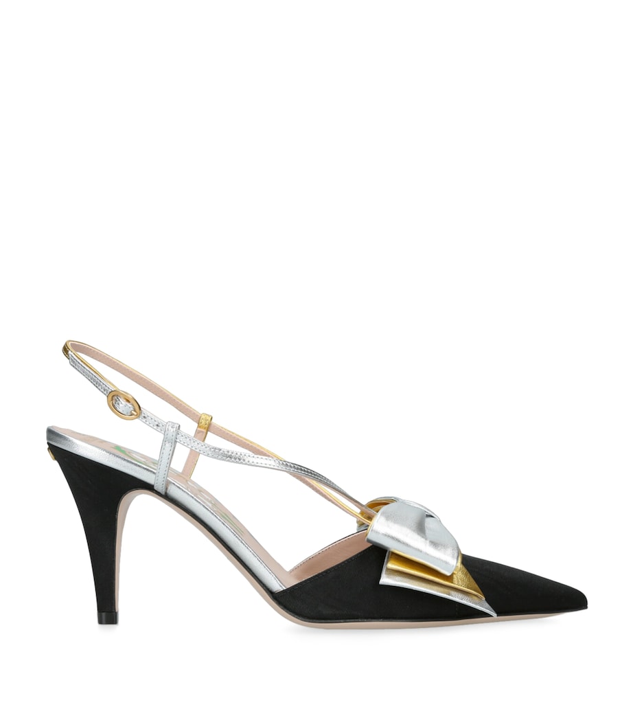 Valentino Garavani Leather Bow-Detail Bowow Slingback Heels 85 Black/comb Image 1