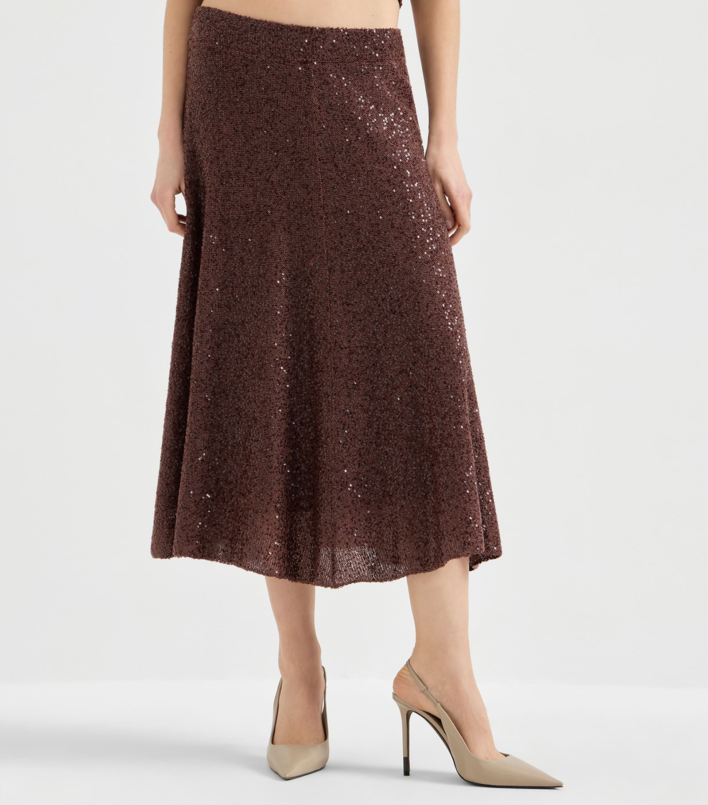 Brunello Cucinelli Womens Linen-Cashmere-Silk Midi Skirt Image 3
