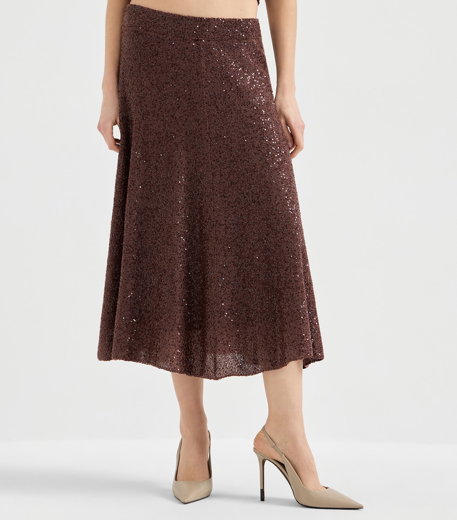 Brunello Cucinelli Womens Linen-Cashmere-Silk Midi Skirt Image 3