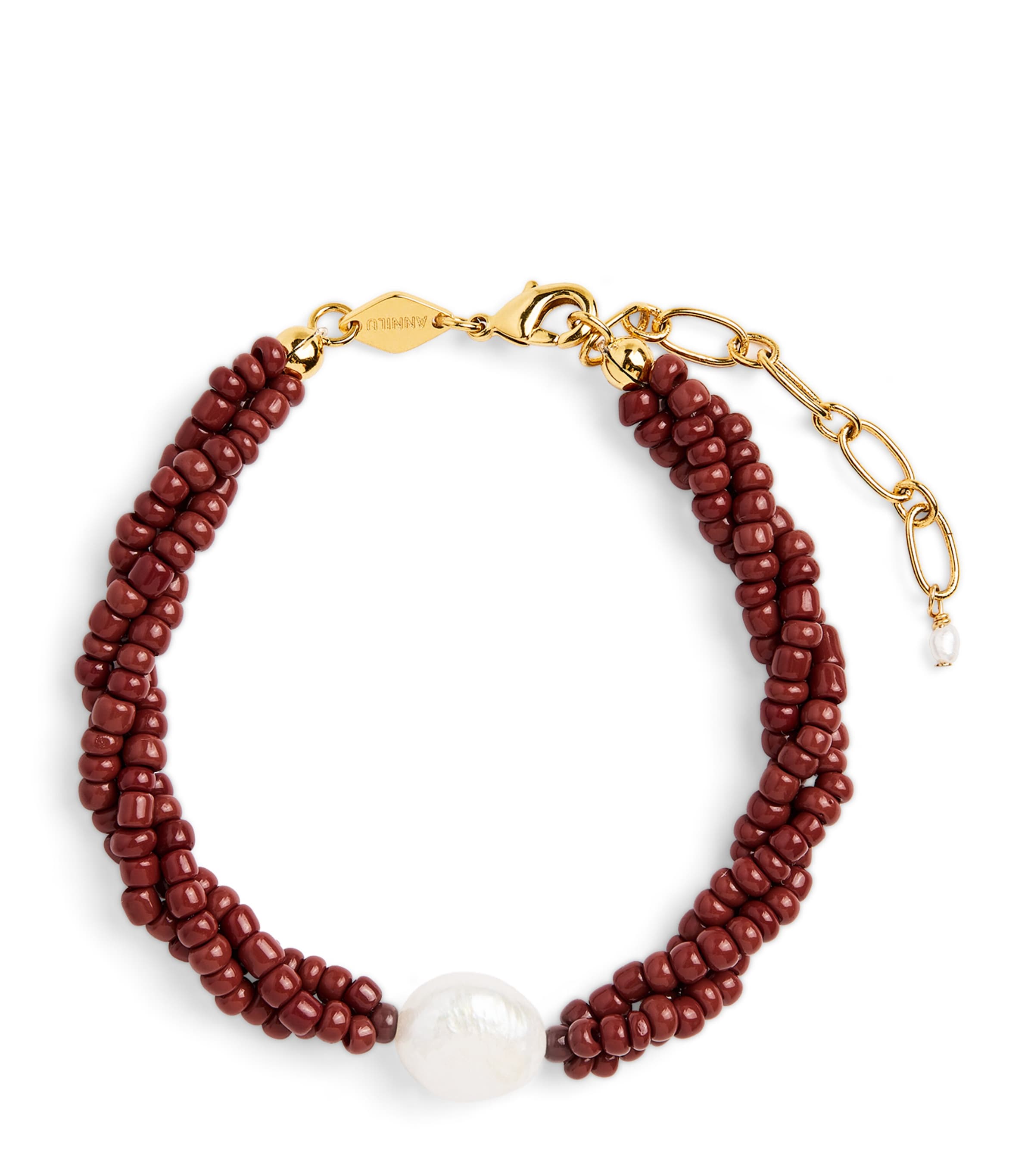 Anni Lu Gold-plated Beaded Rodeo Bracelet In Brown