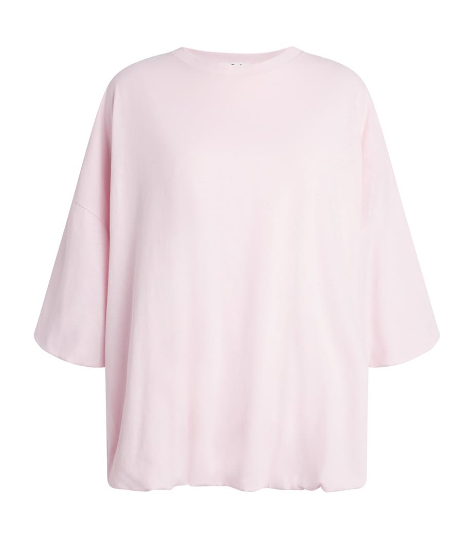 Acne Studios Womens Loose-Fit Cropped T-Shirt Baby Pink Image 1