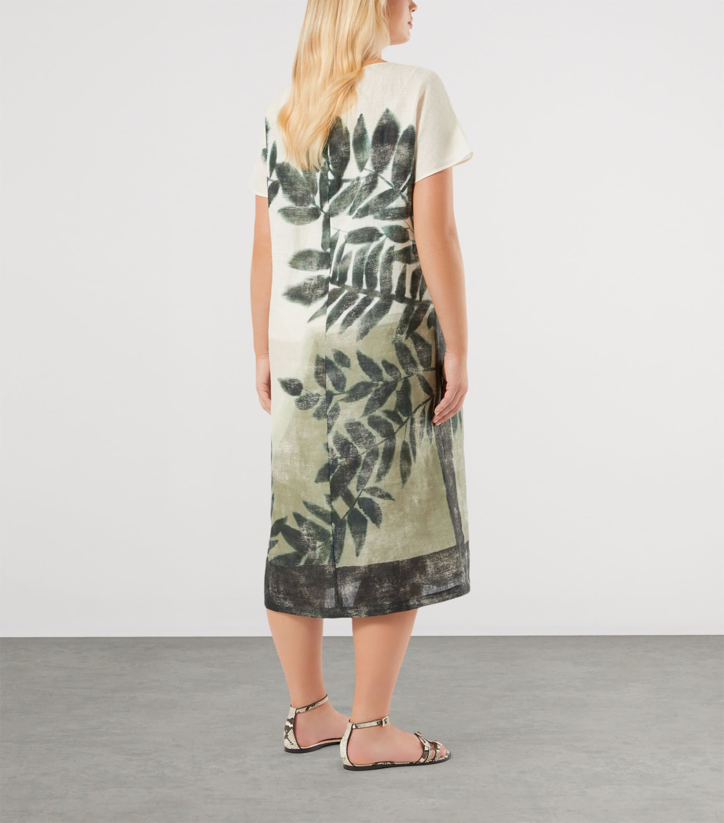 Marina Rinaldi Womens Linen Canvas Midi Dress Olive Green Image 4