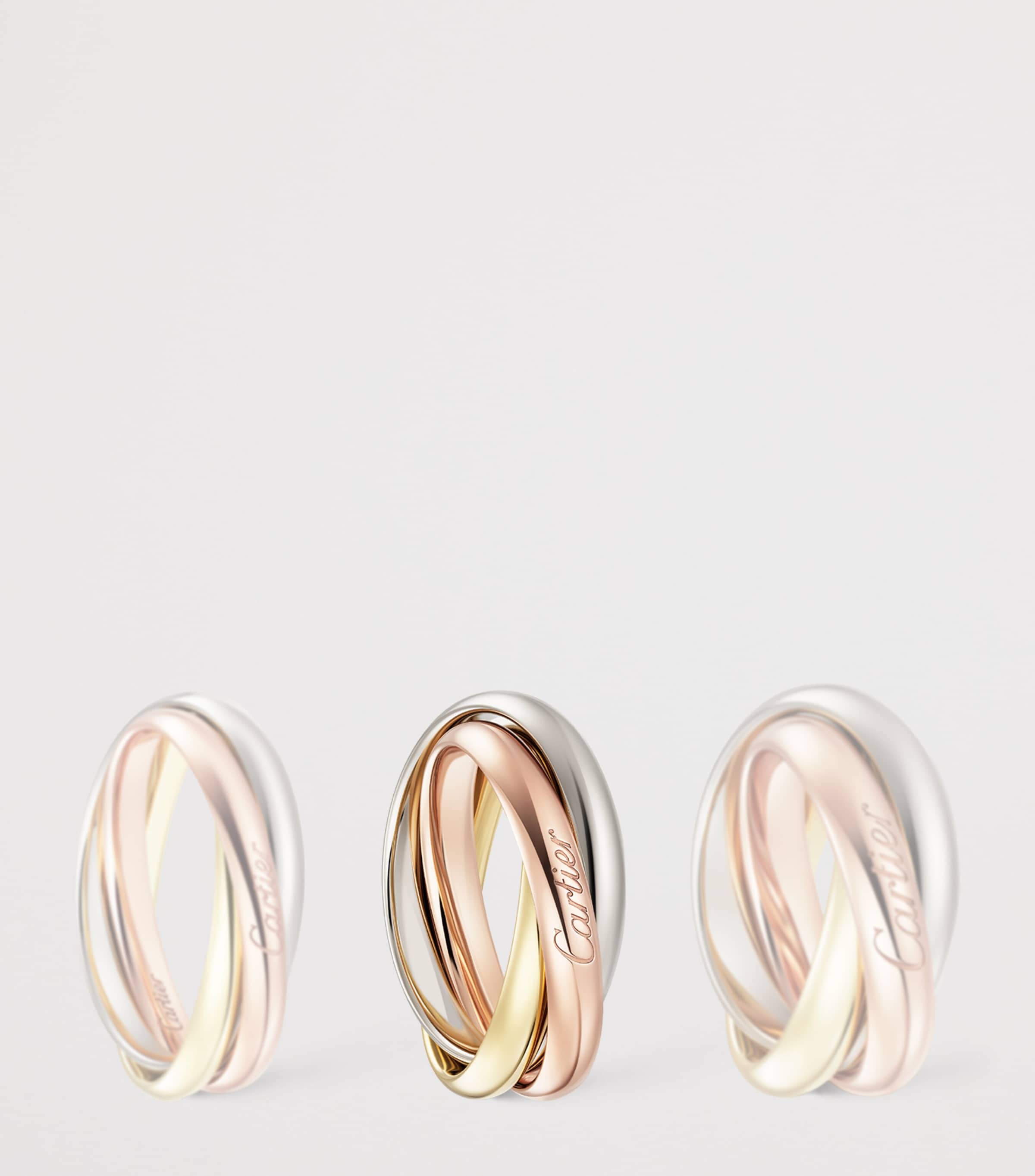 【Cartier】Trinity Cushion 指輪 Medium WhiteGold Rose Yellow CRB4240600 - Trinity cushion ring, classic model - White