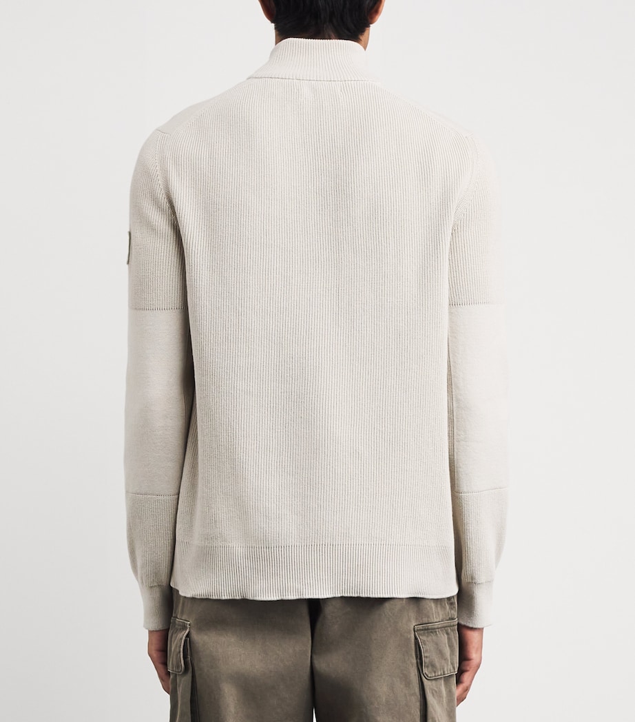 Belstaff Mens Organic Cotton Commander Quarter-Zip Sweater Silver Birchsvrbc Image 5