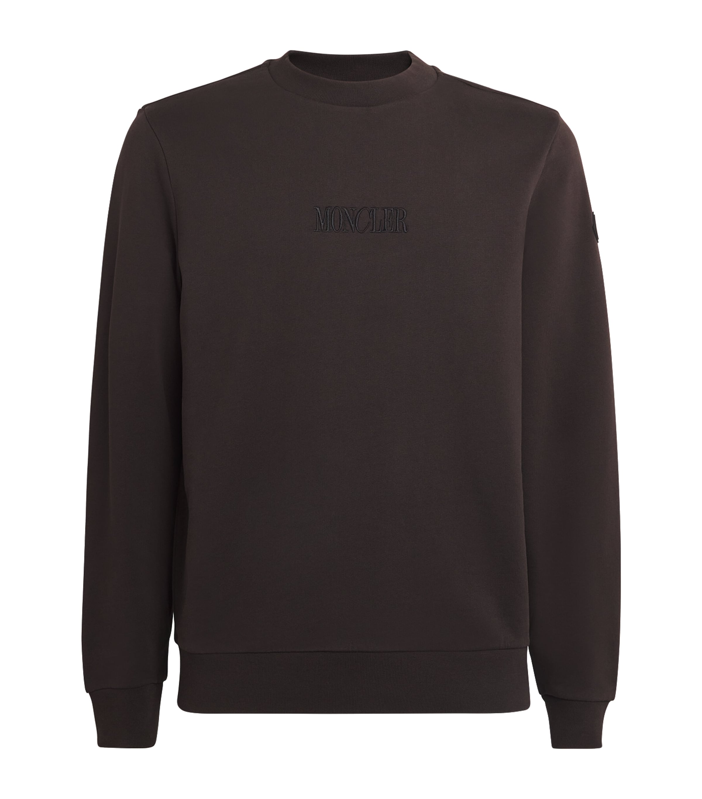 Shop Moncler Embroidered Logo Sweatshirt In Brown