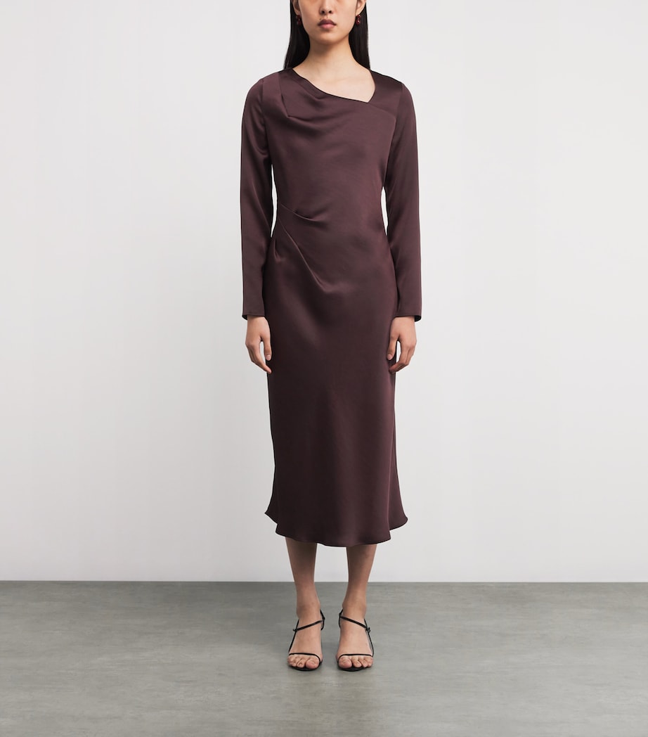 Satin Asymmetric Midi Dress AUBERGINE Image 3
