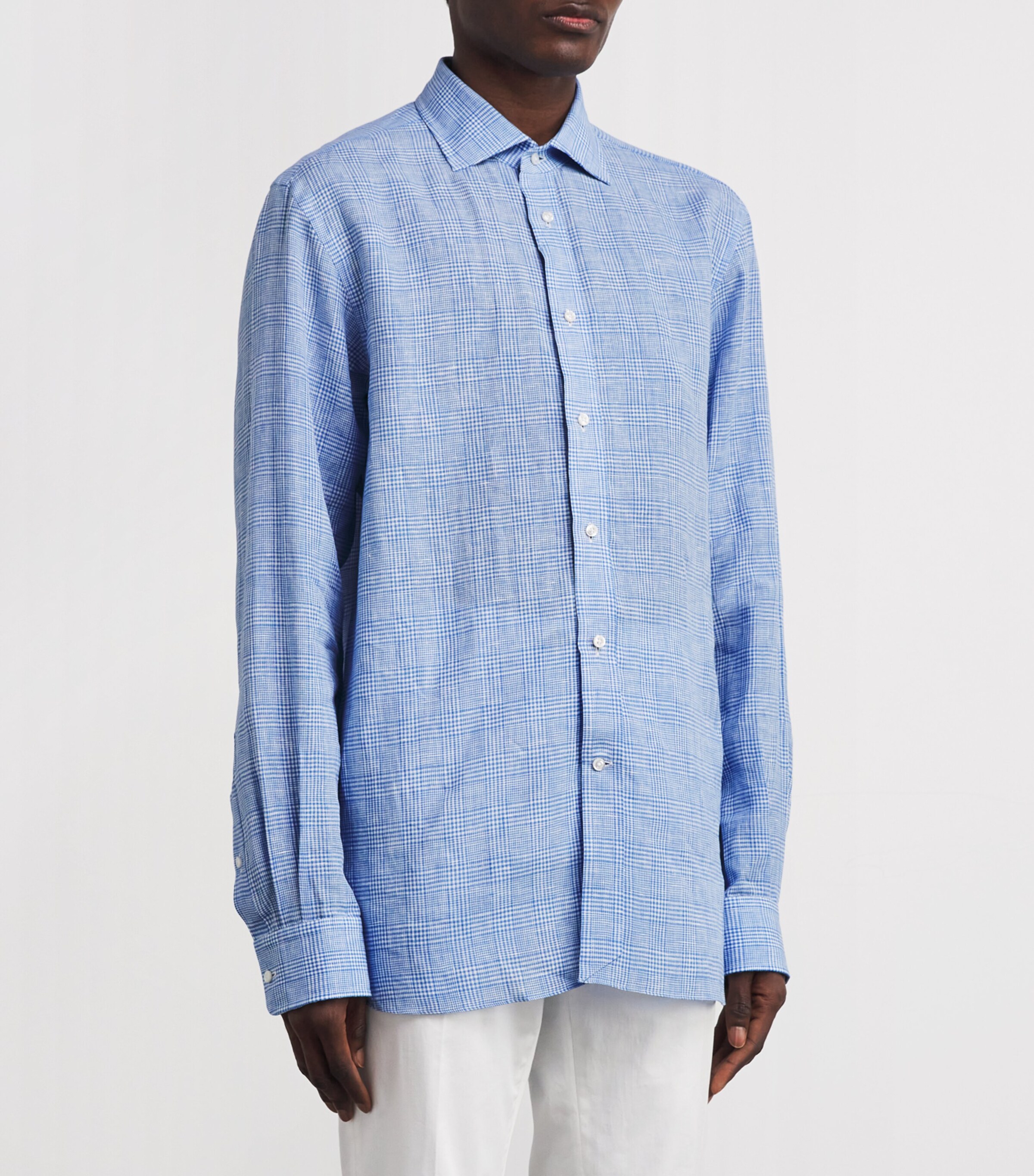 Linen Check Shirt CORNFLOWER BLU/WHT Image 3