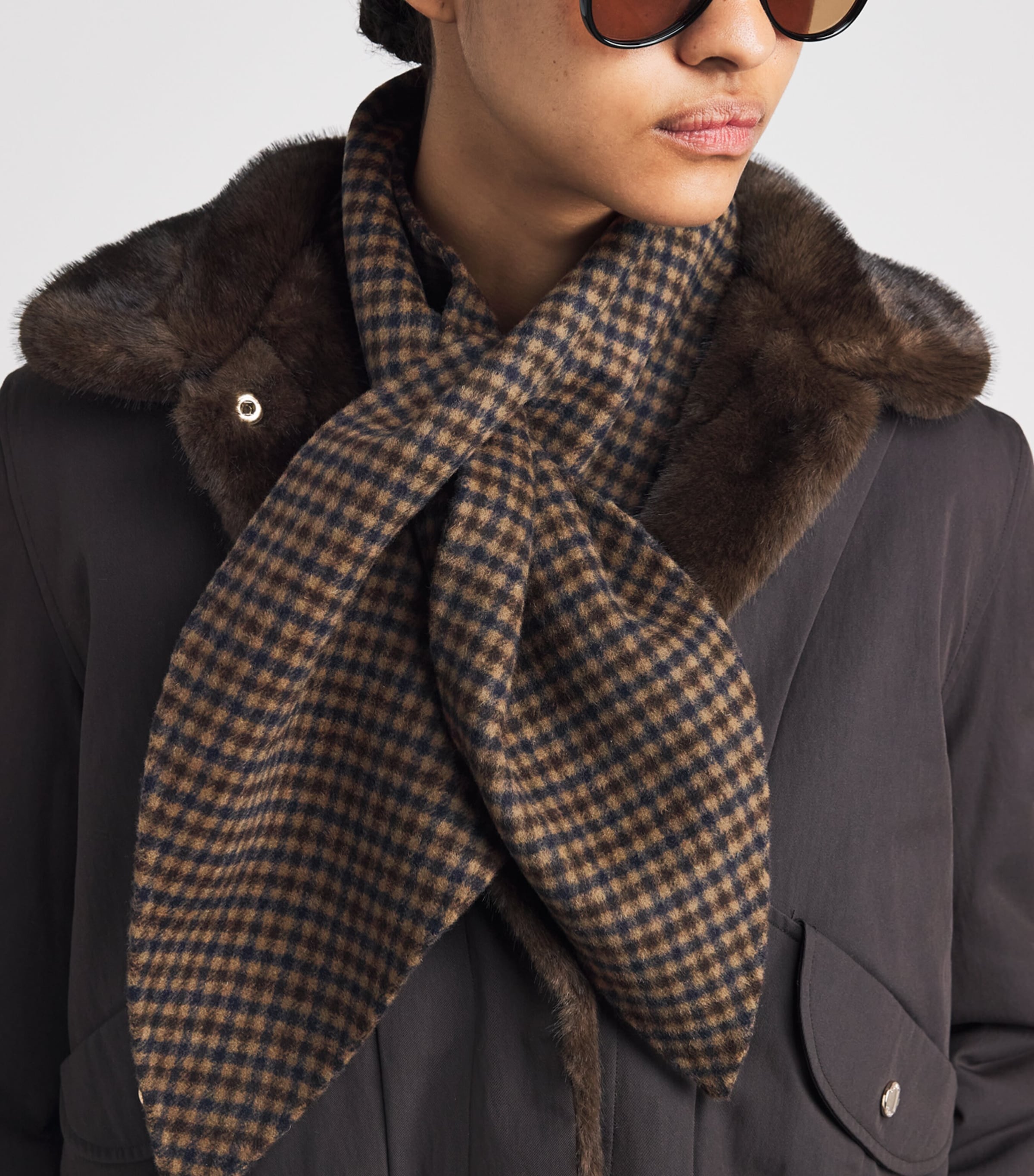 Claudie Pierlot Wool-Blend Check Scarf Dual Color Image 3