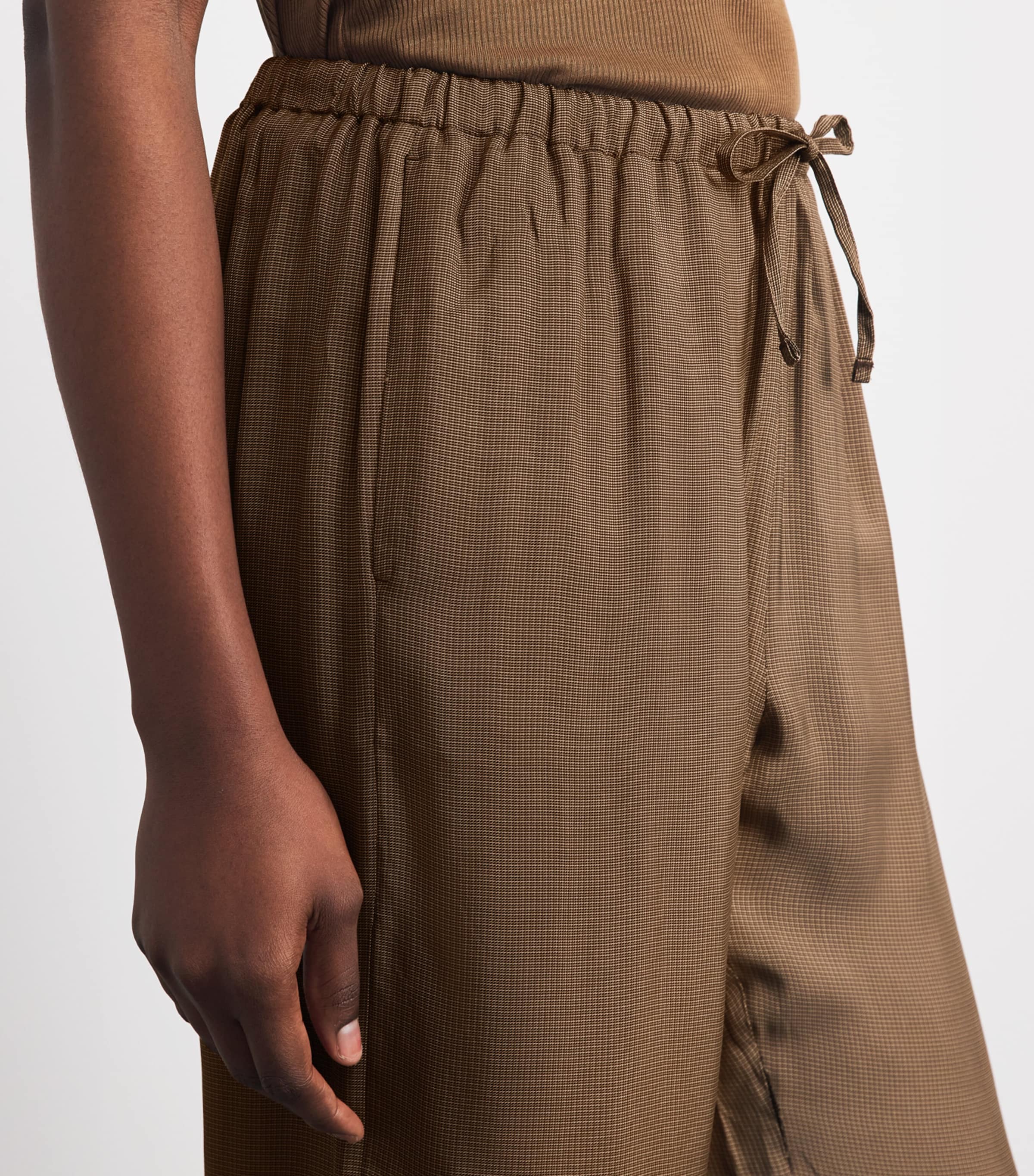 Róhe Womens Check Drawstring Trousers Brwn Min Ch Image 3