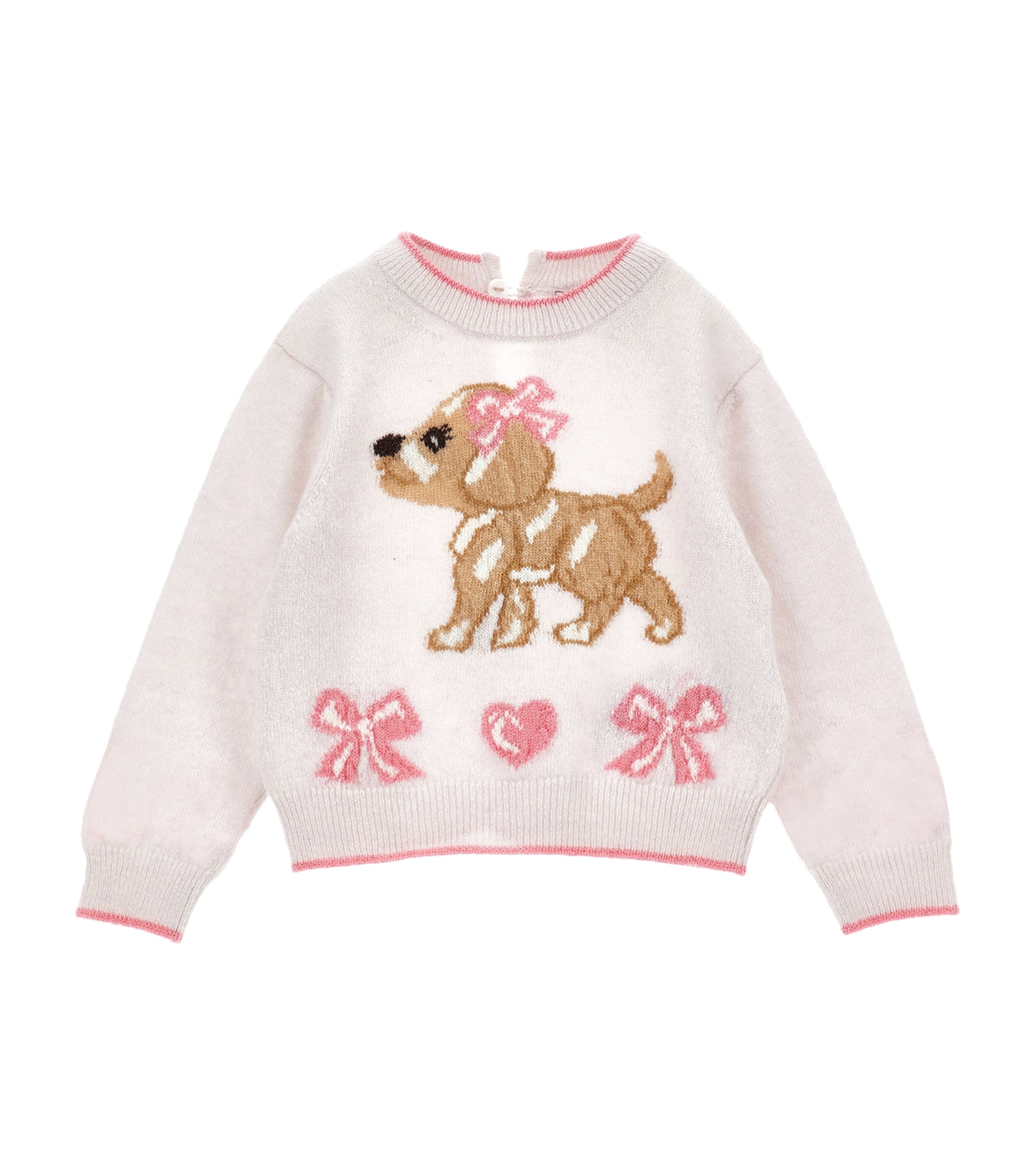 Monnalisa Kids' Cotton-wool Intarsia Dog Sweater