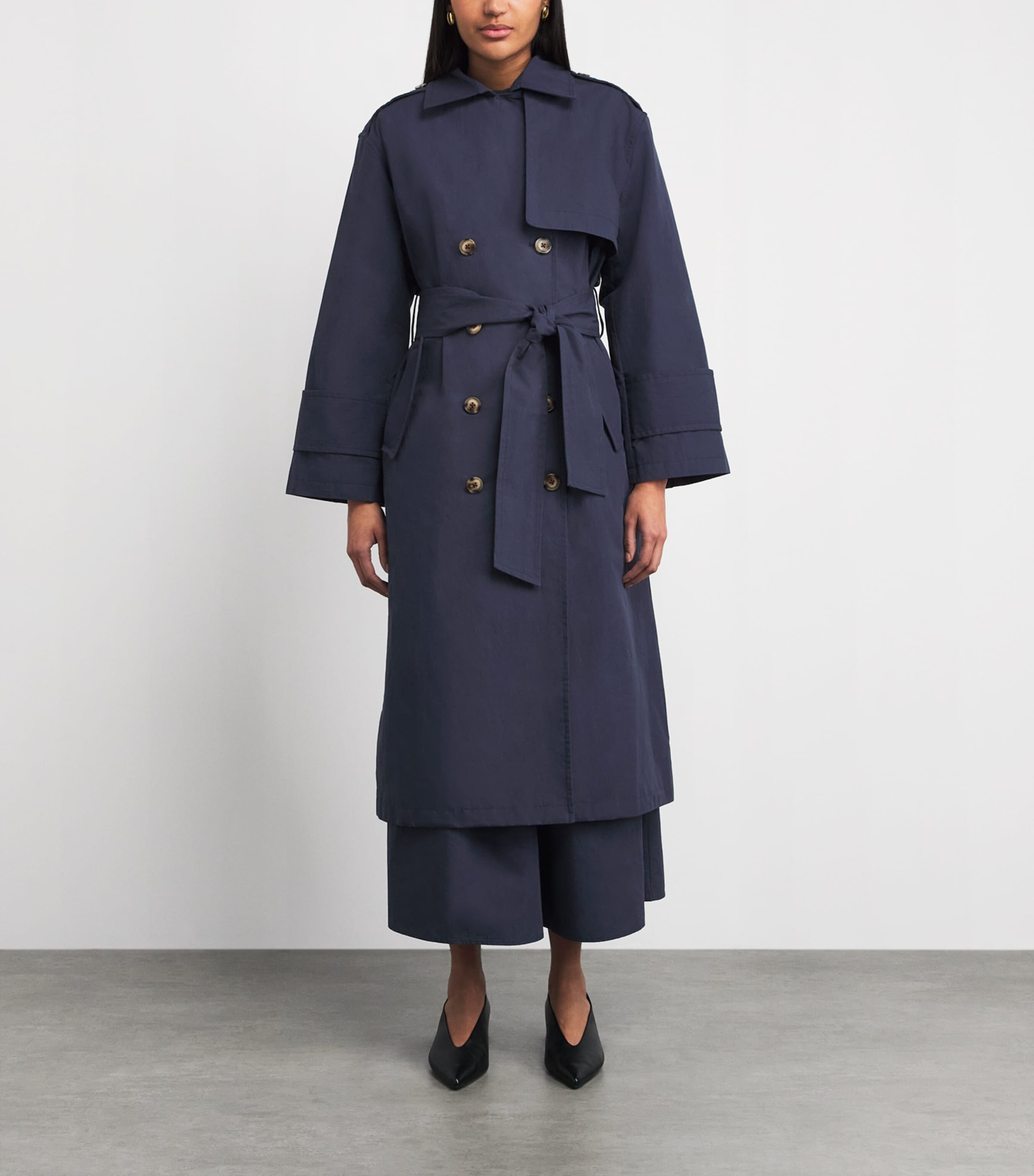 Stylein Womens Cotton-Blend Siena Trench Coat Midnight Image 4