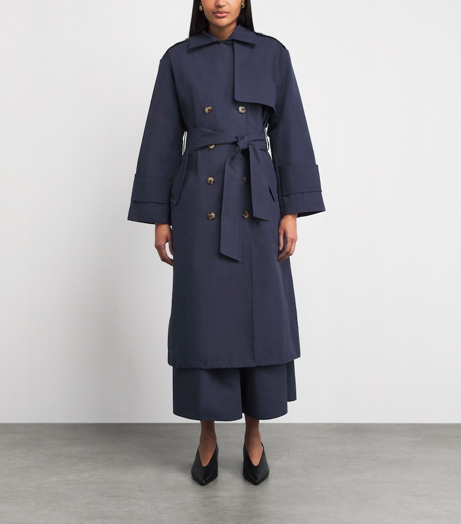 Stylein Womens Cotton-Blend Siena Trench Coat Midnight Image 4