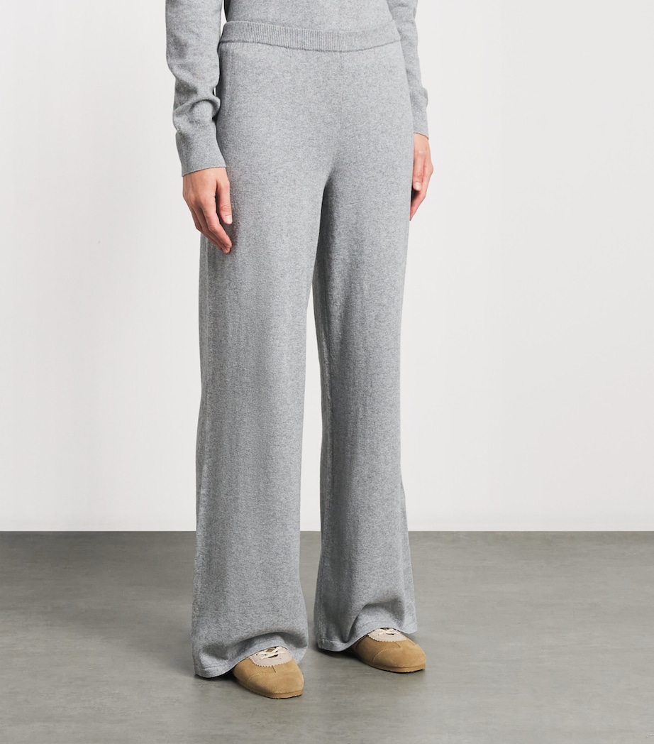 ÉTERNE Womens Cashmere-Cotton Wide-Leg Sweatpants Grey Image 4