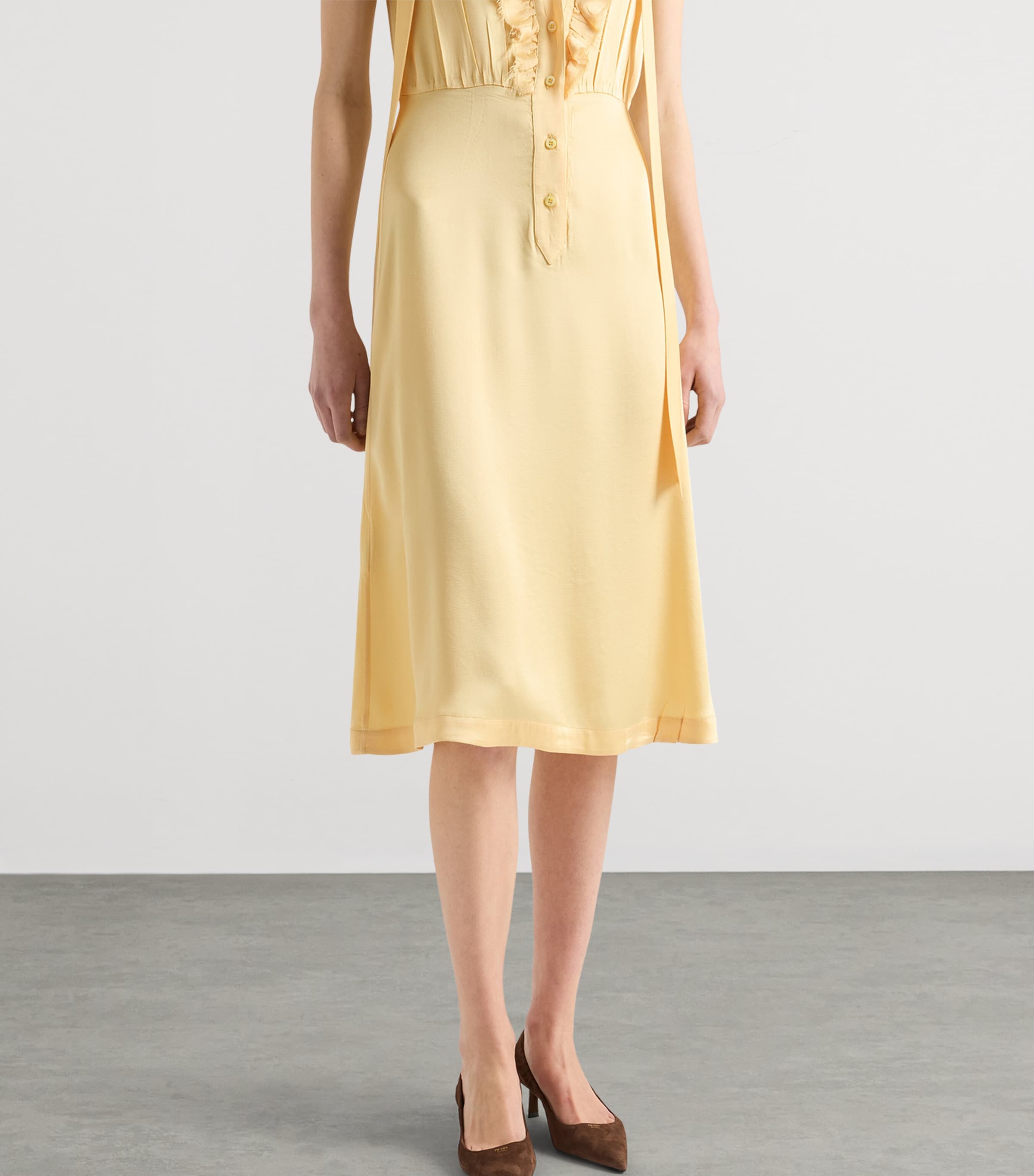 Prada Womens Satin Crepe Midi Dress Image 4