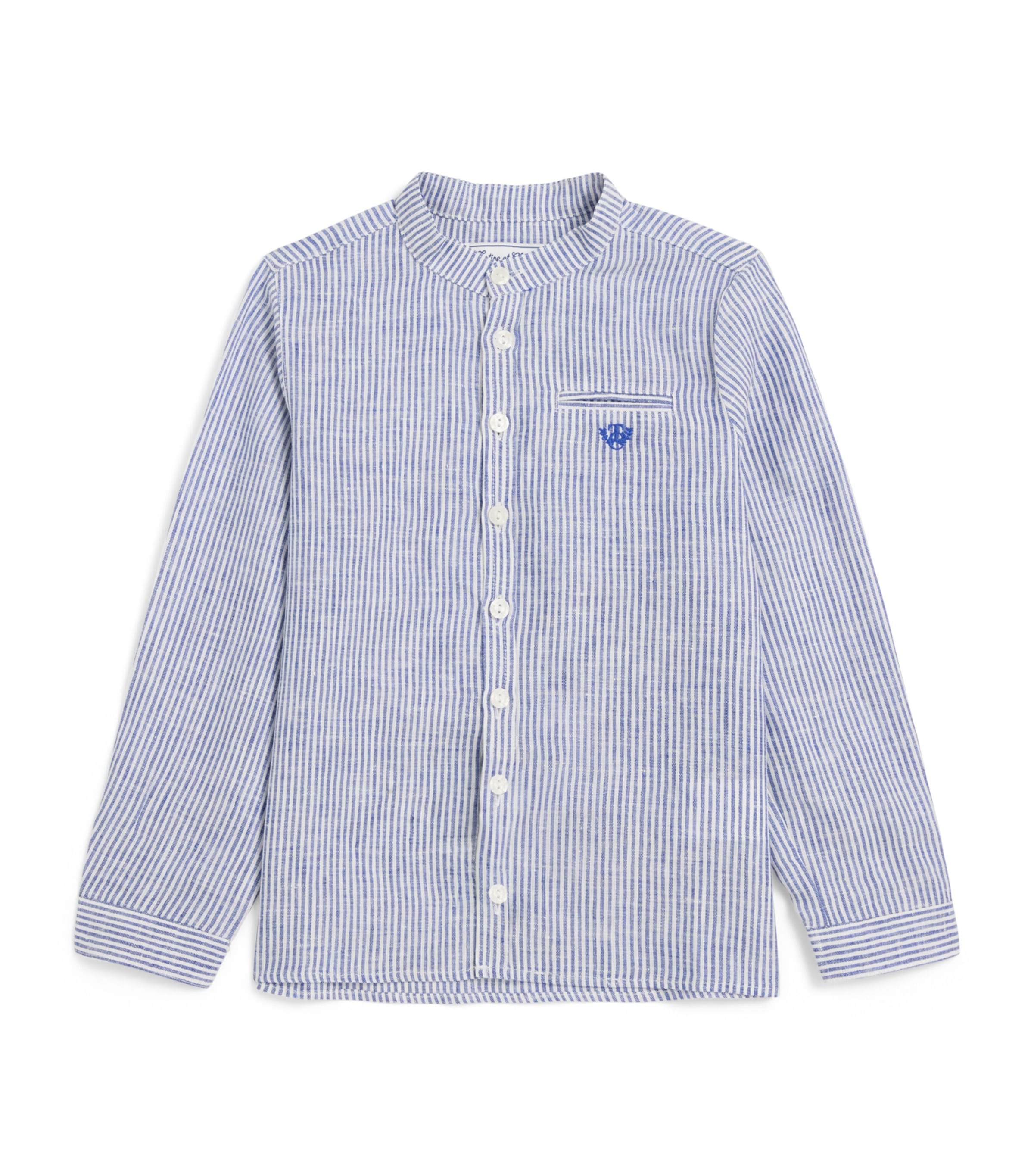 Tartine et Chocolat Linen-Cotton Stripe Shirt (5-12 Years) Bleu Electrique Image 1