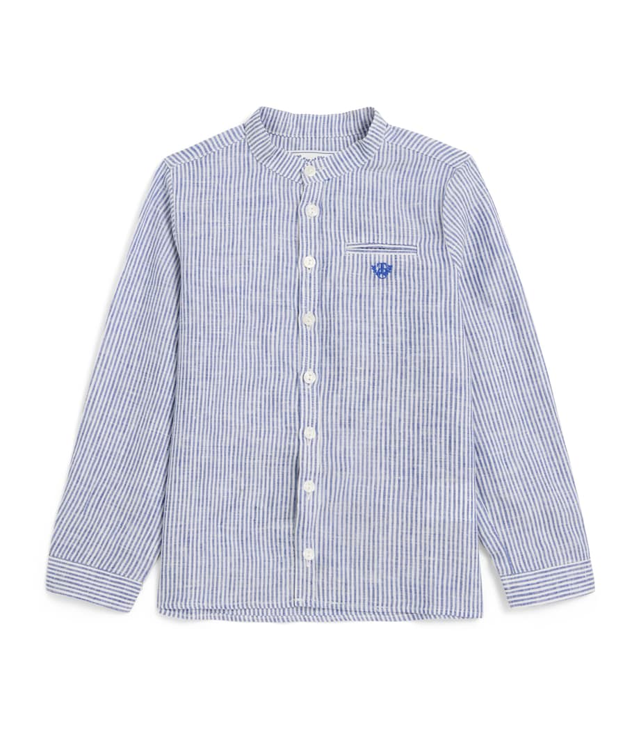 Tartine et Chocolat Linen-Cotton Stripe Shirt (5-12 Years) Bleu Electrique Image 1