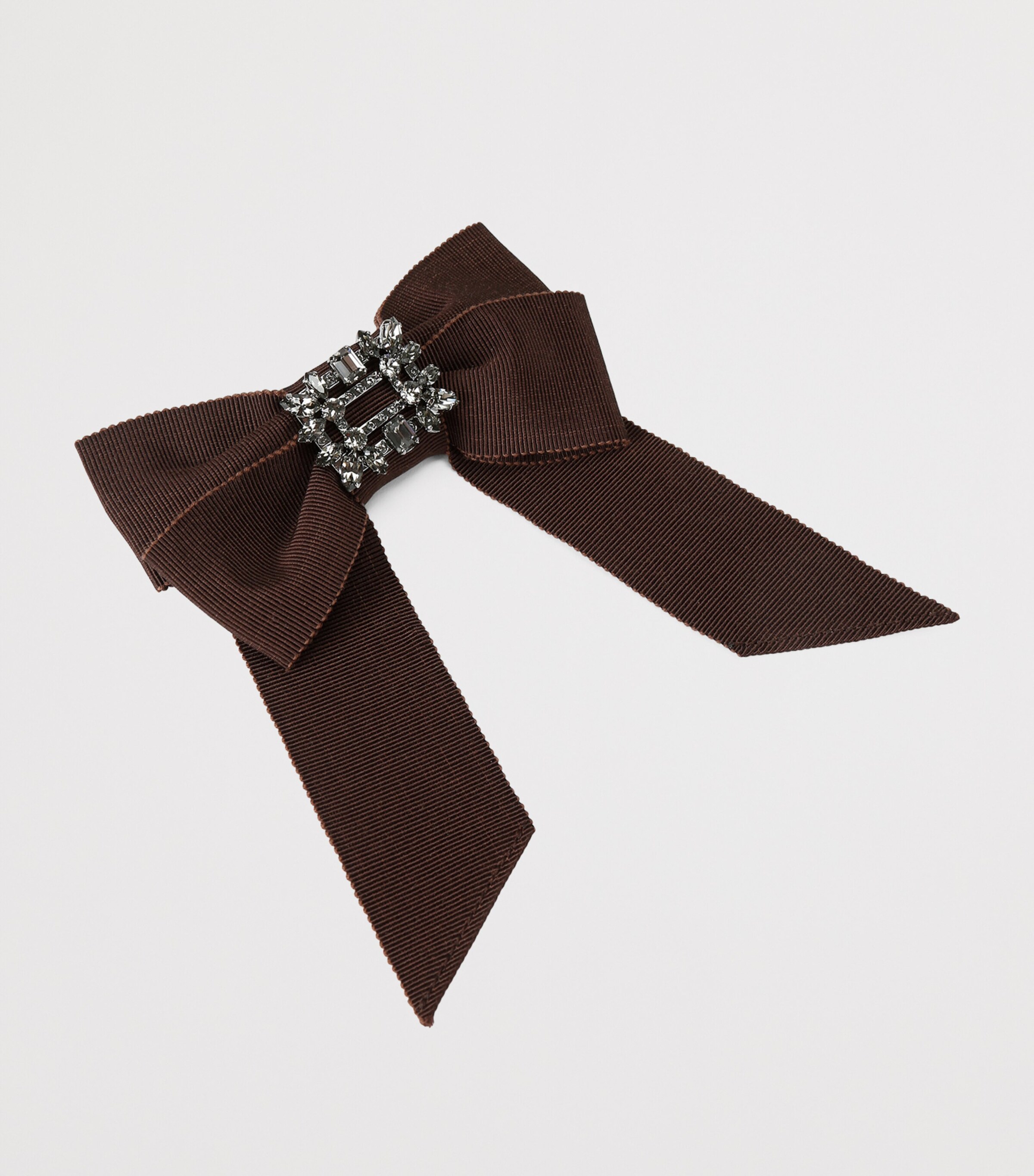 Roger Vivier Embellished Bow Hair Clip Dark Brown Image 4
