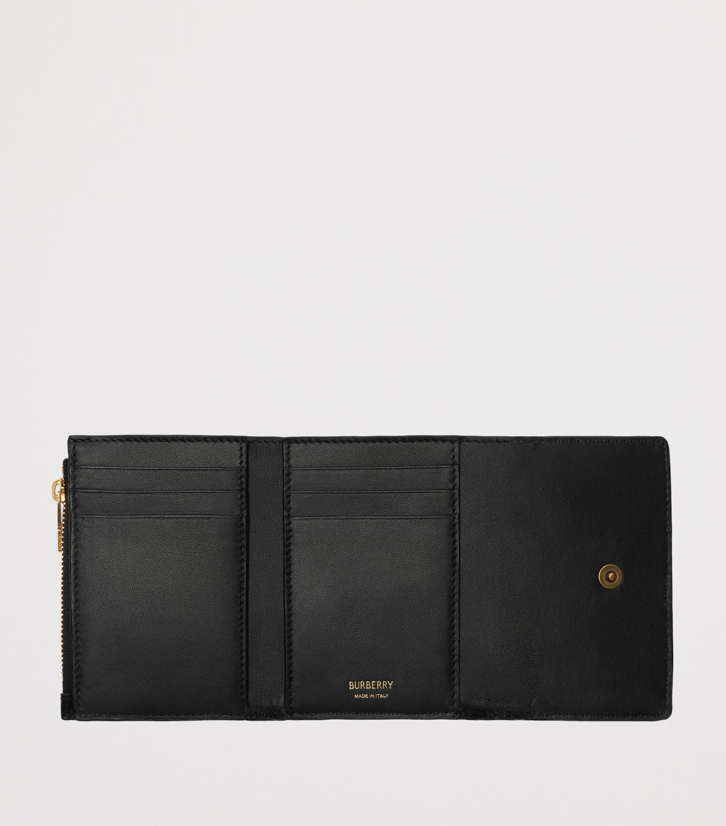 Burberry Small Leather Embossed Check Wallet Black Image 2