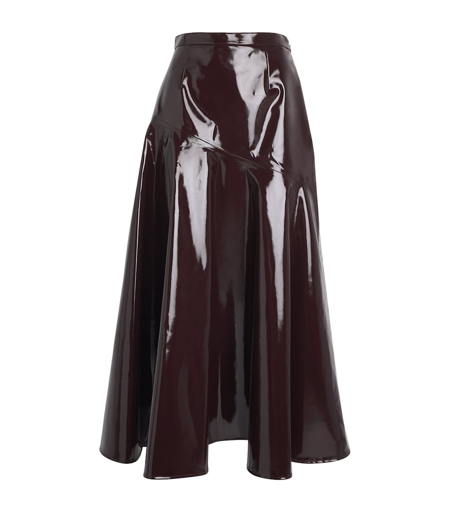Adam Lippes Womens Coated Tess Midi Skirt Aubergine Image 1