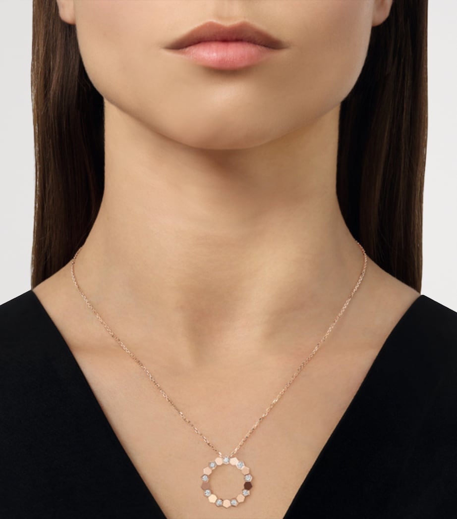 Medium Rose Gold and Diamond Bee de Chaumet Pendant Necklace PINK GOLD Image 3