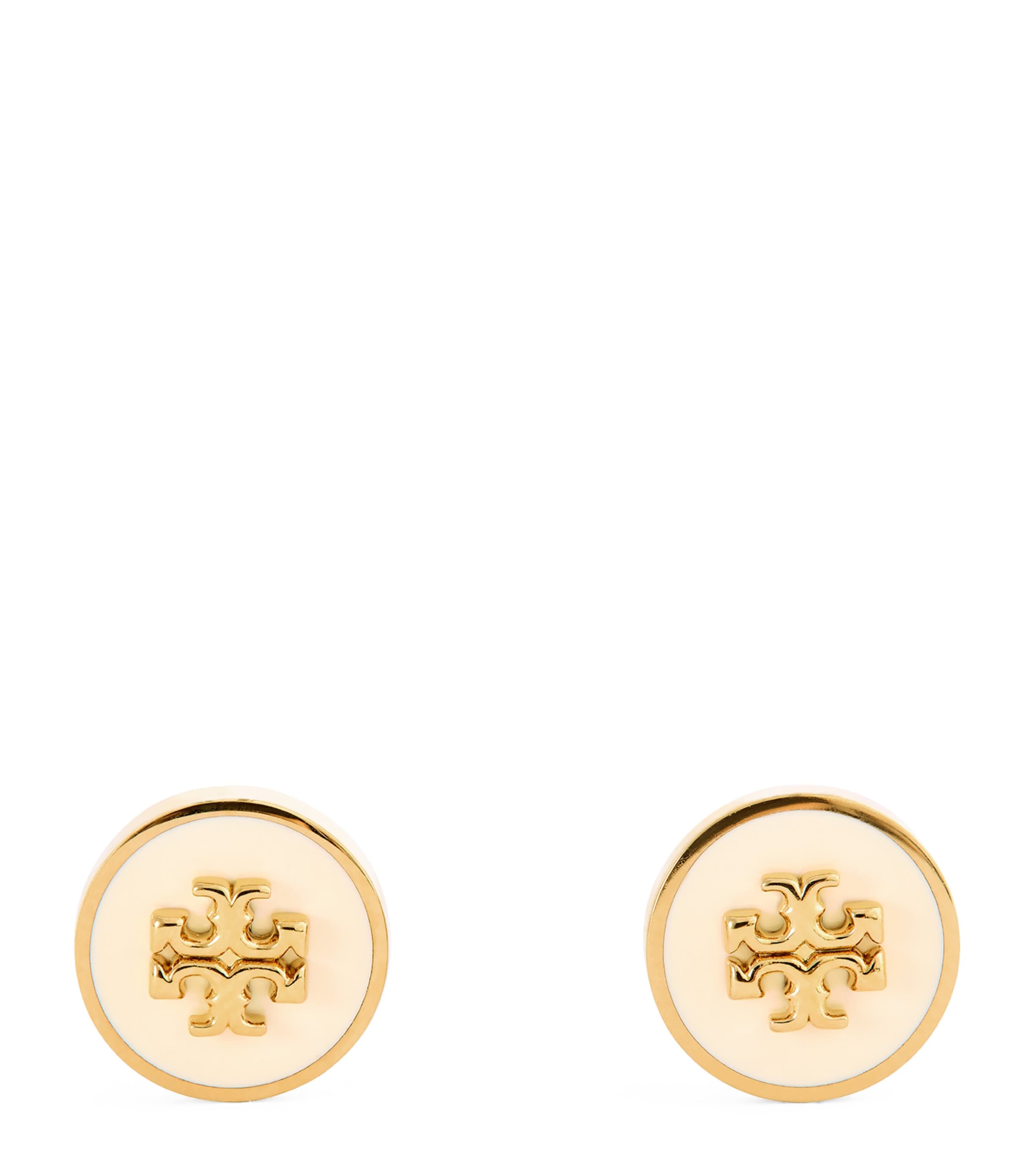 Tory Burch Enamel-trim Kira Circle Studs In Gold
