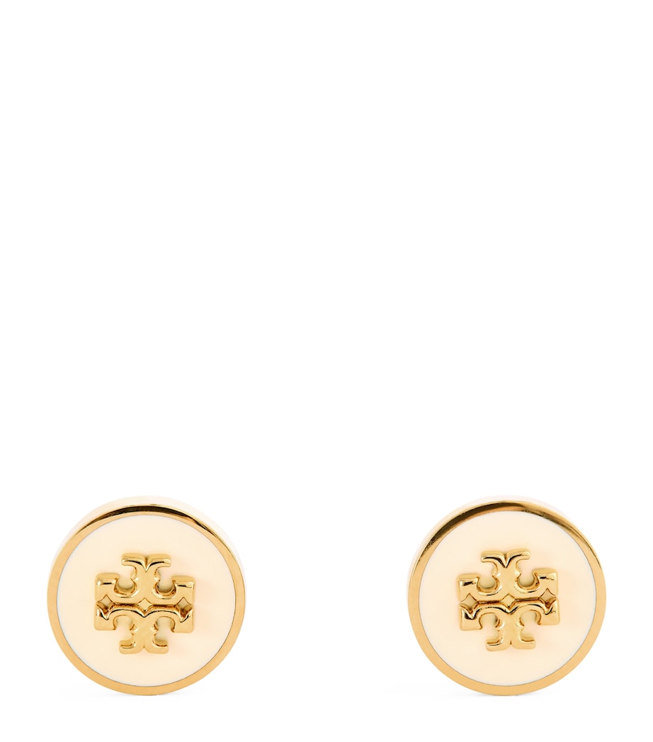 Enamel-Trim Kira Circle Studs TORY GLD / NW IVRY Image 1
