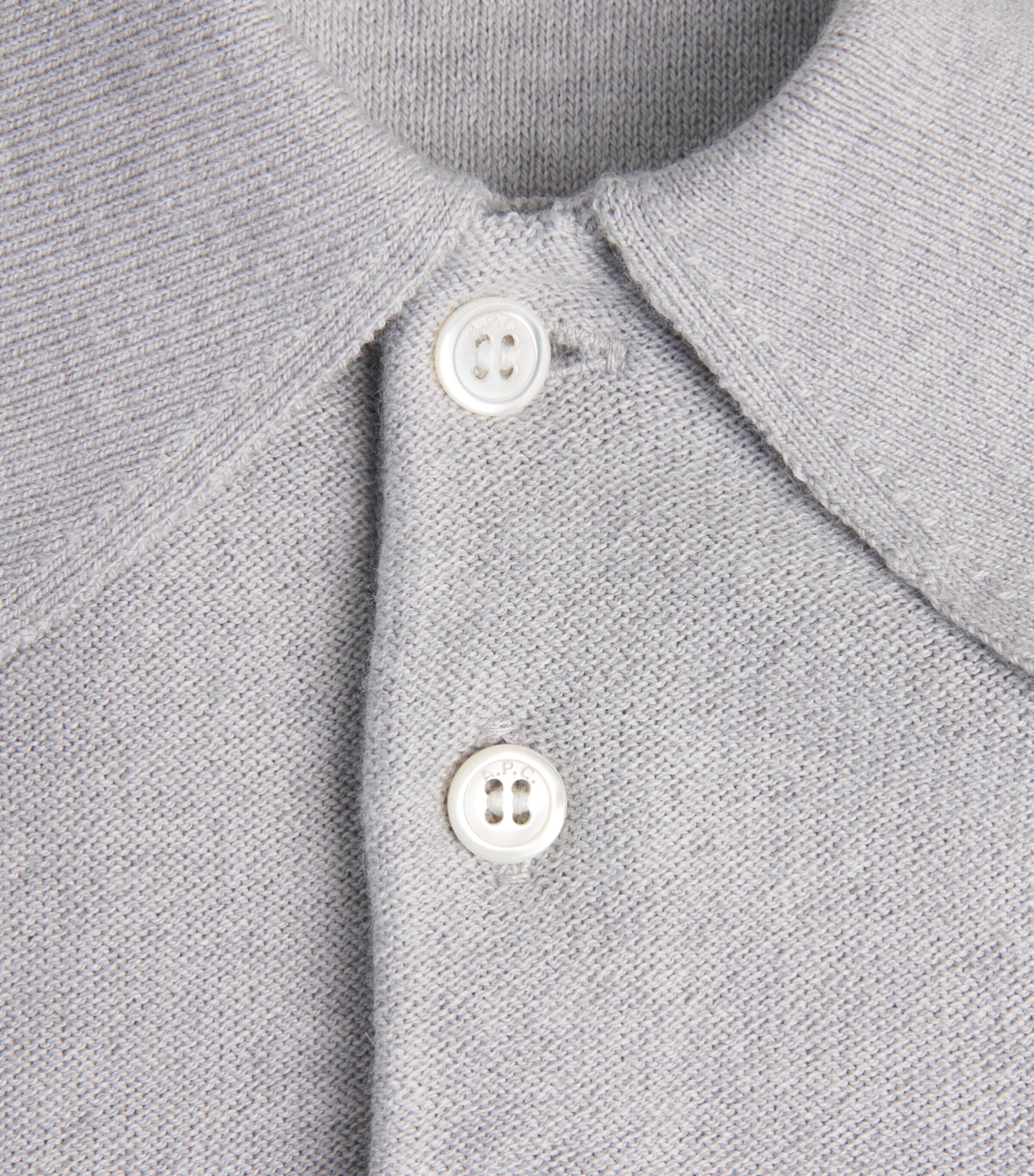 A.P.C. Mens Cotton-Cashmere Eliot Polo Shirt Plb Gris Chine Image 6