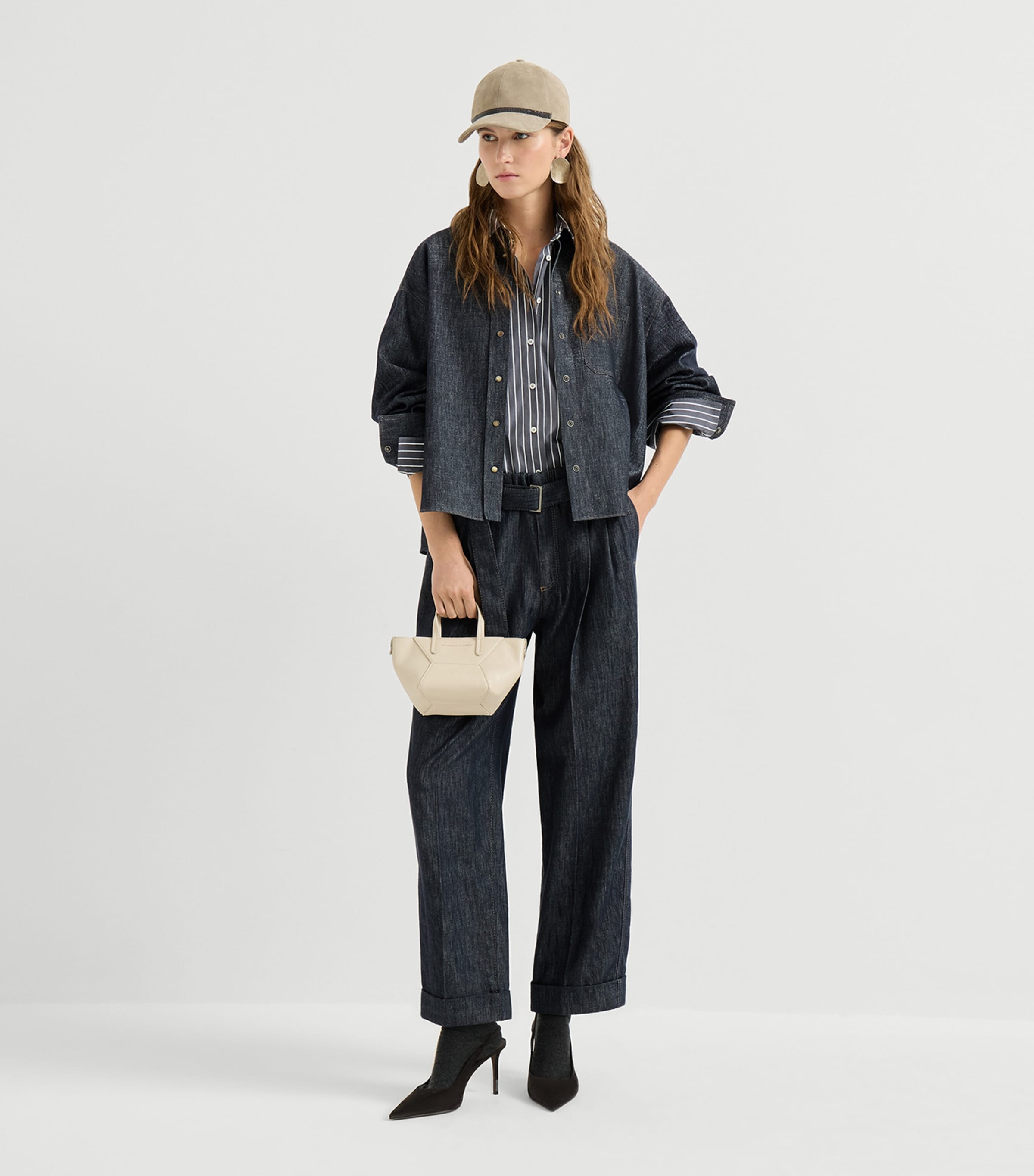 Brunello Cucinelli Womens Monili-Trim Denim Shirt Blu/silver Image 5