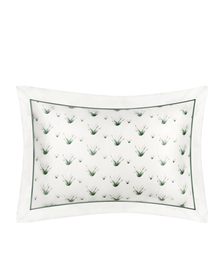 x Memo Press Silk Lily Of The Valley Oxford Pillowcase (50cm x 75cm) GREEN/WHITE Image 1