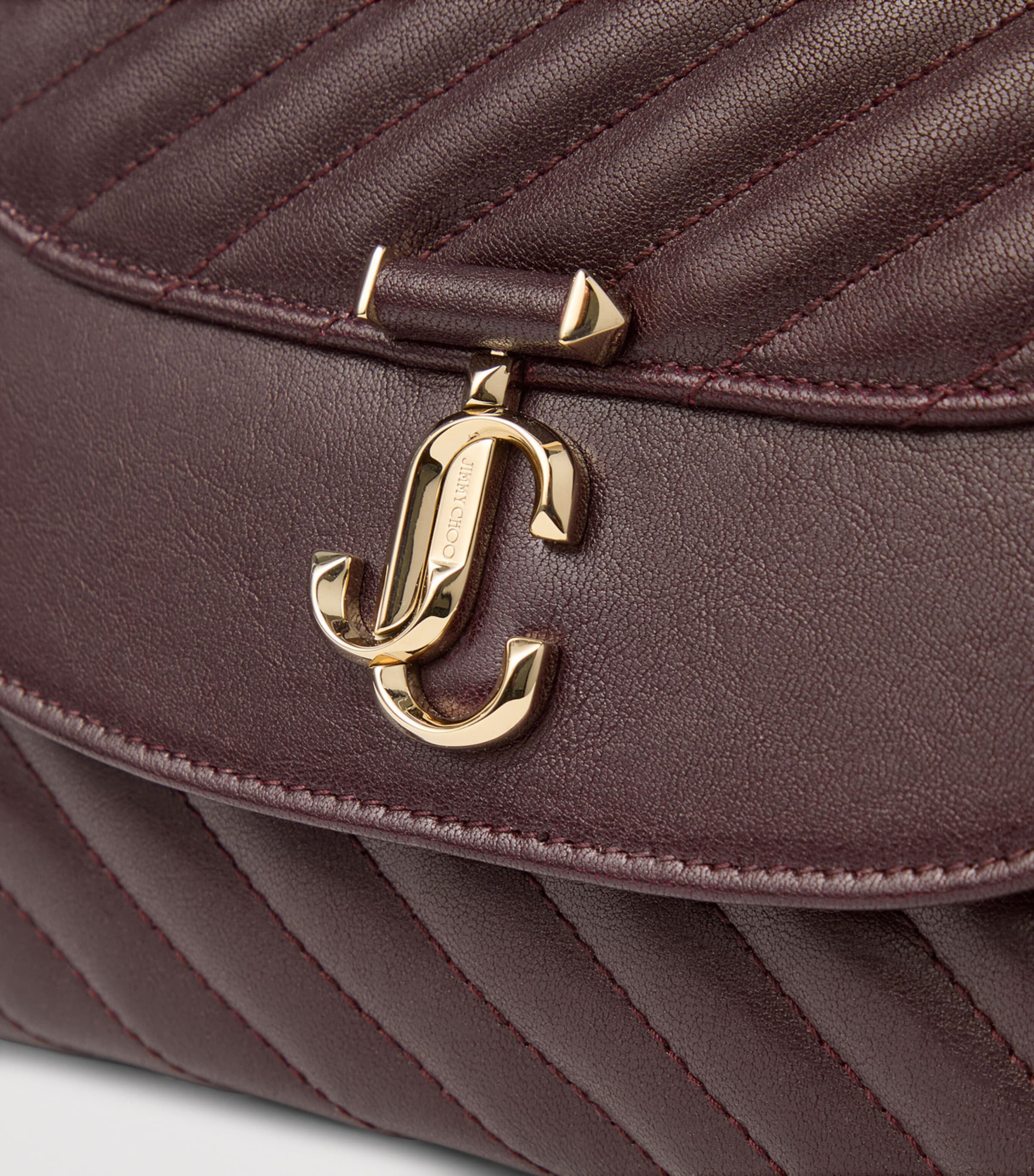 Curve Biker Leather Quilted Shoulder Bag DEEP MERLOT/SHINY GO Image 2