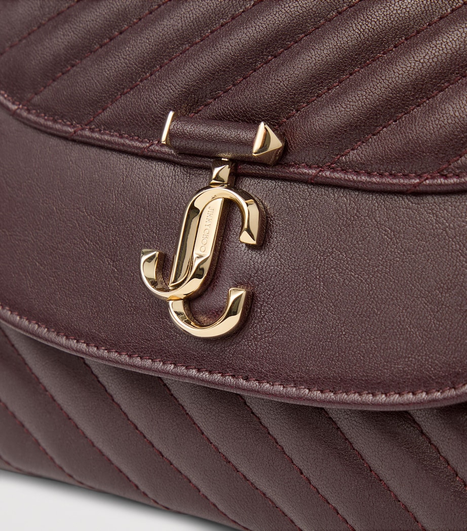 Curve Biker Leather Quilted Shoulder Bag DEEP MERLOT/SHINY GO Image 2