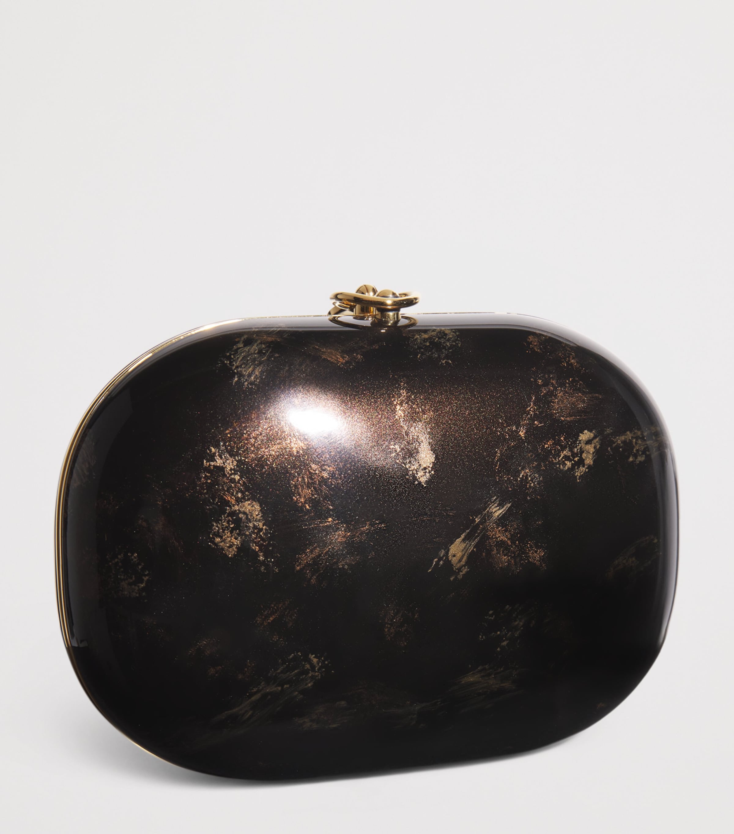 Jeffrey Levinson Oval Elina Clutch Bag Brown & Gold Image 3