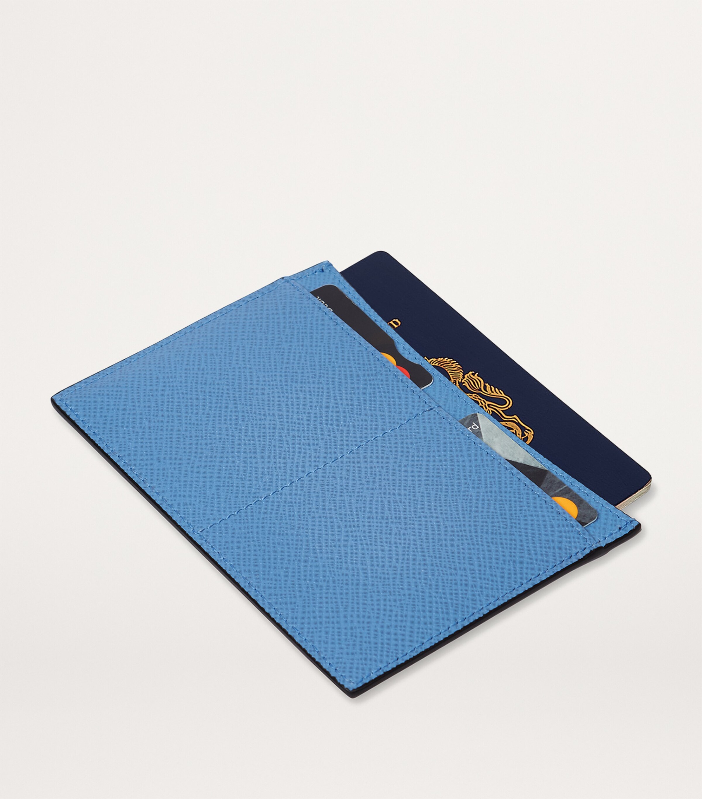 Smythson Panama Leather Passport Sleeve Nile Blue Image 4