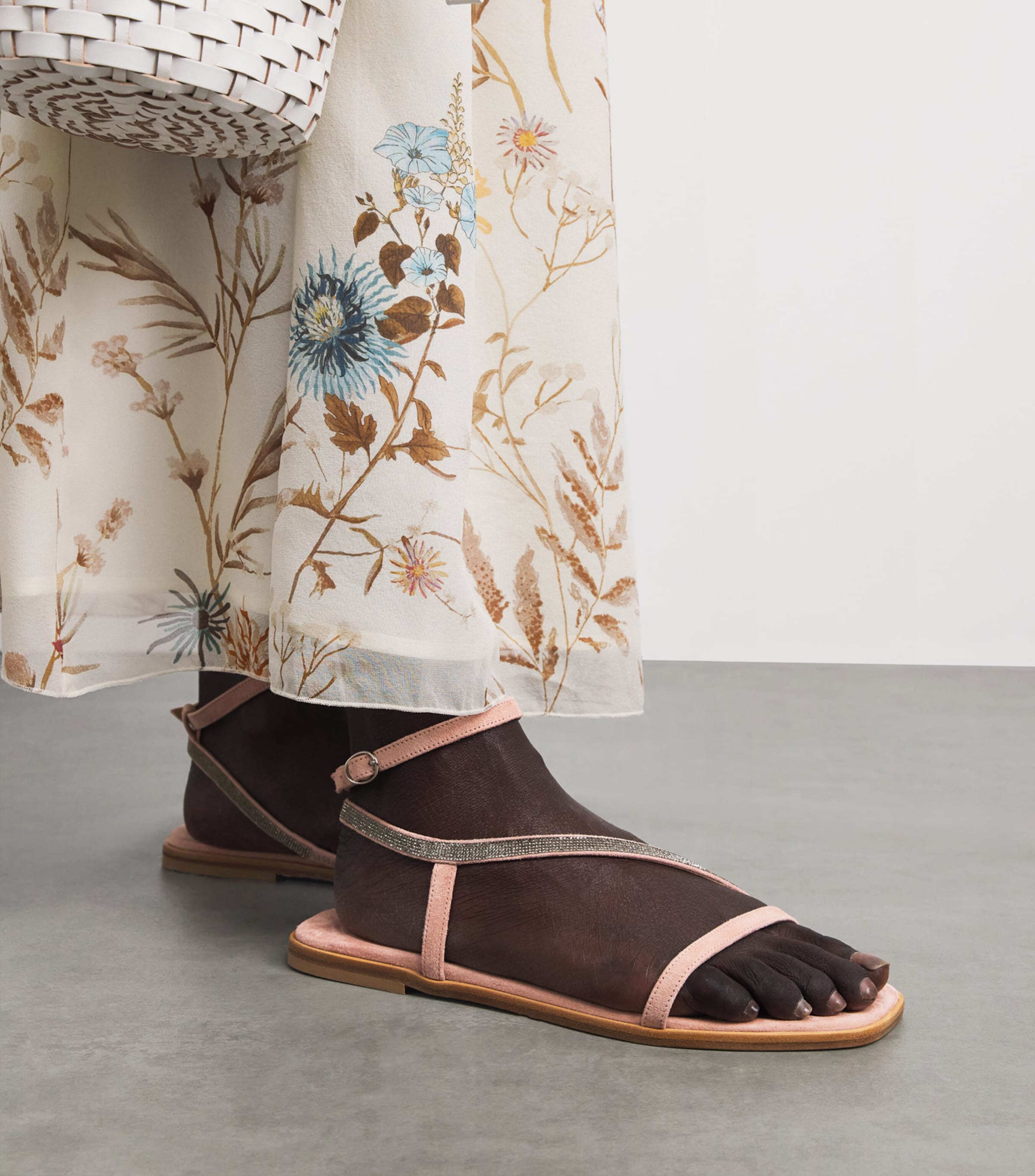 Eleventy Suede Crystal-Embellished Sandals Lampone Image 4