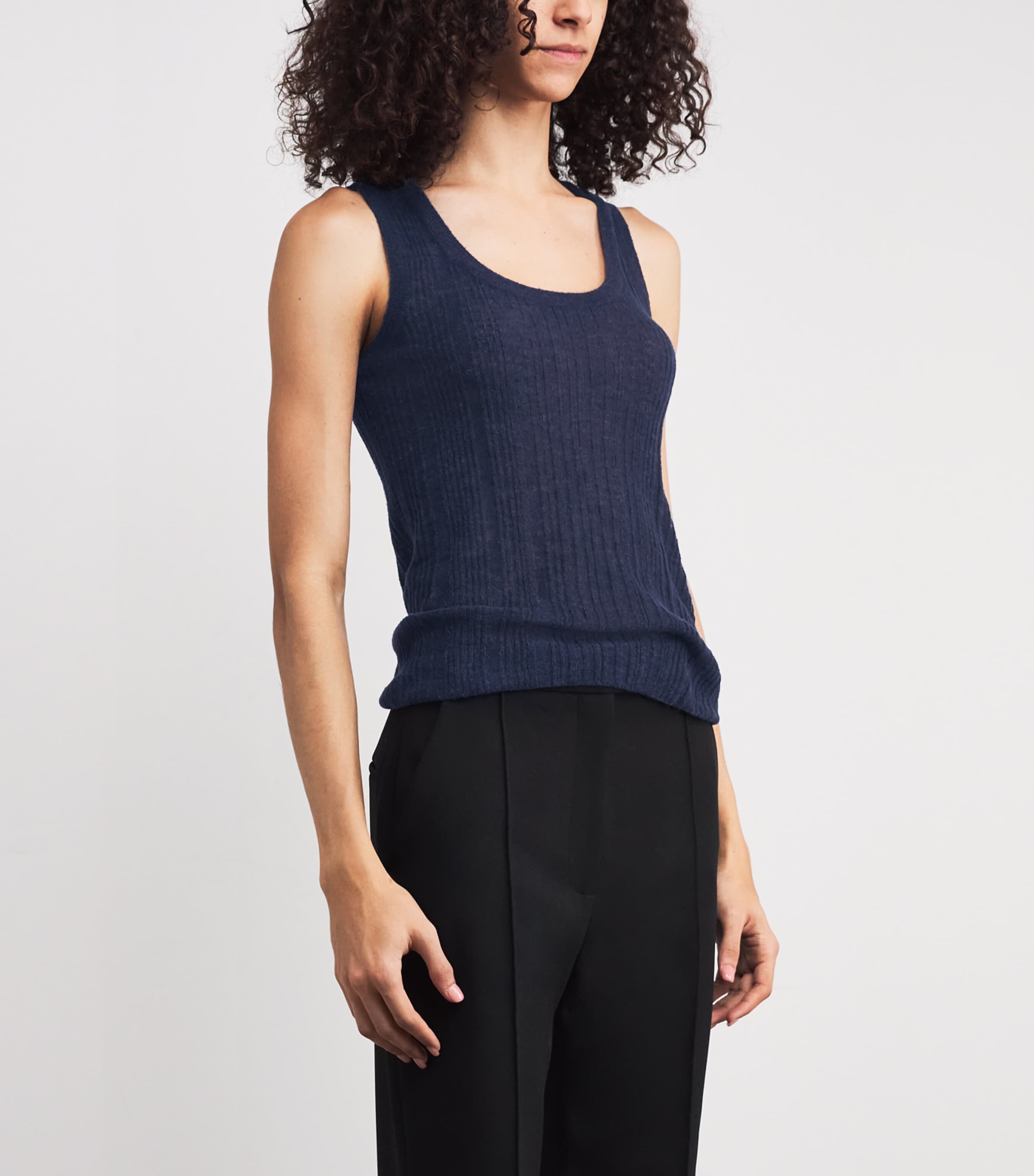 Wool-Blend Sheer Ycaza Tank Top INDIGO Image 3