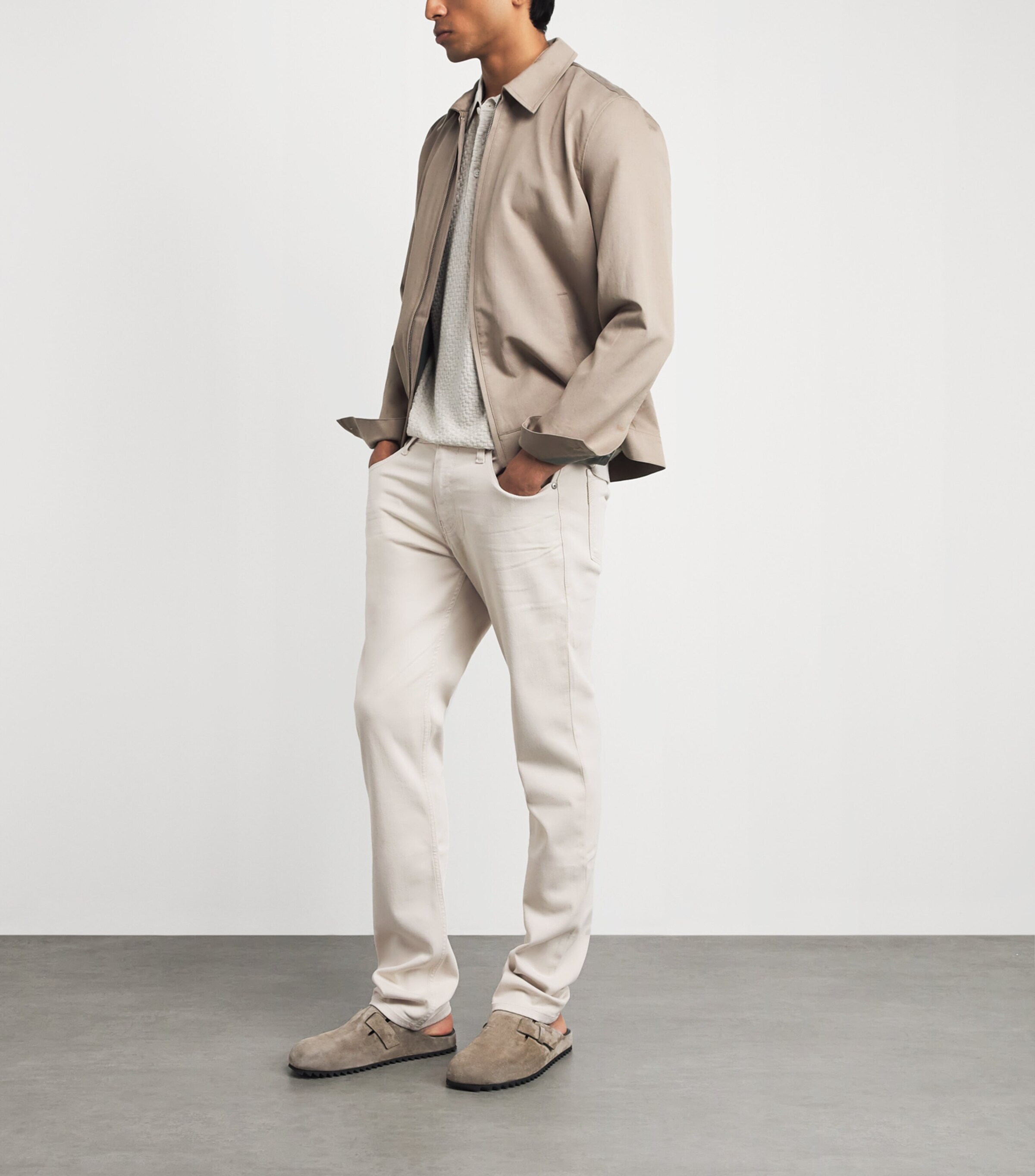 PAIGE Mens Lennox Slim Jeans Sea Shell Image 2