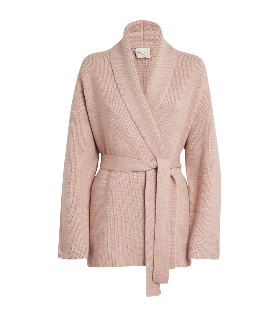 Le Kasha Womens Organic Cashmere Belted Cardigan Dusty Pink Image 1